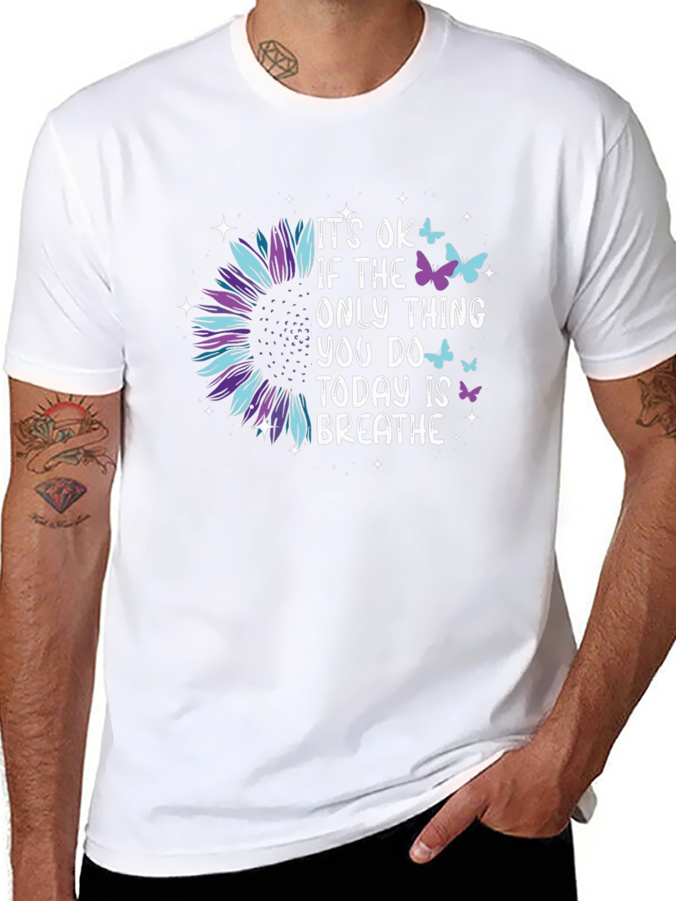 Its Ok Butterfly Sunflower Graphic Tee