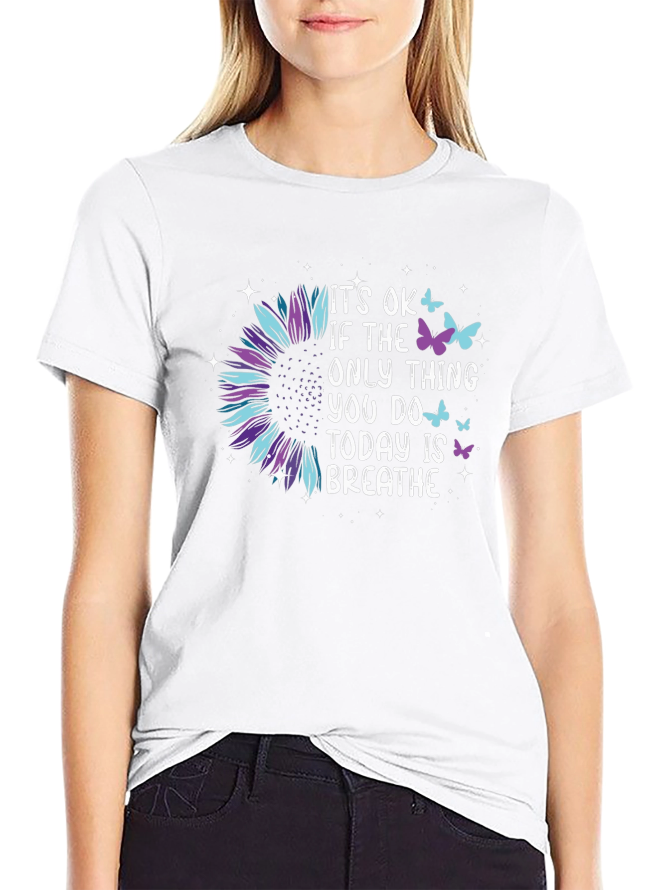Its Ok Butterfly Sunflower Graphic Tee