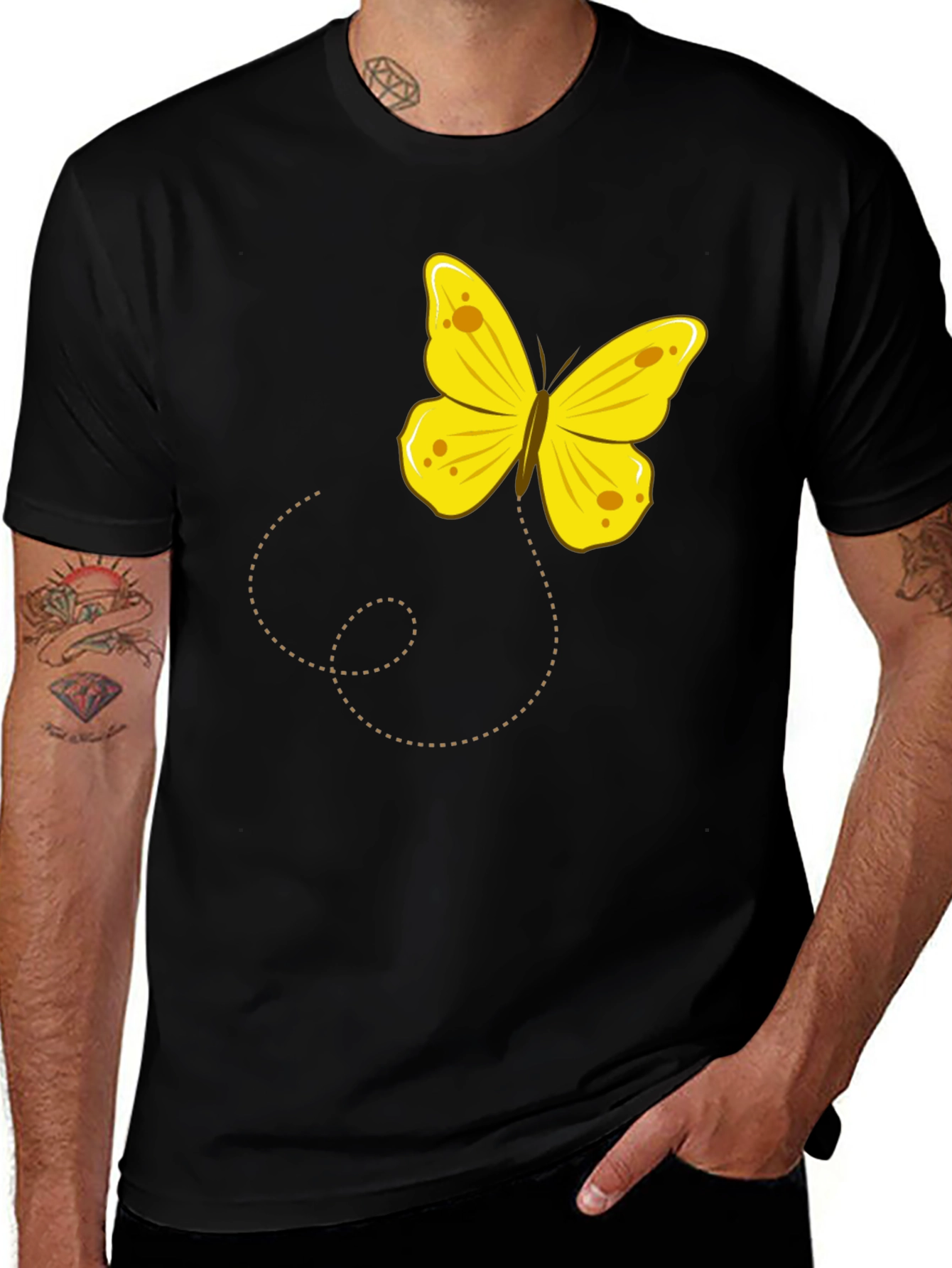 Butterfly Graphic Tee - Black Cotton Comfort