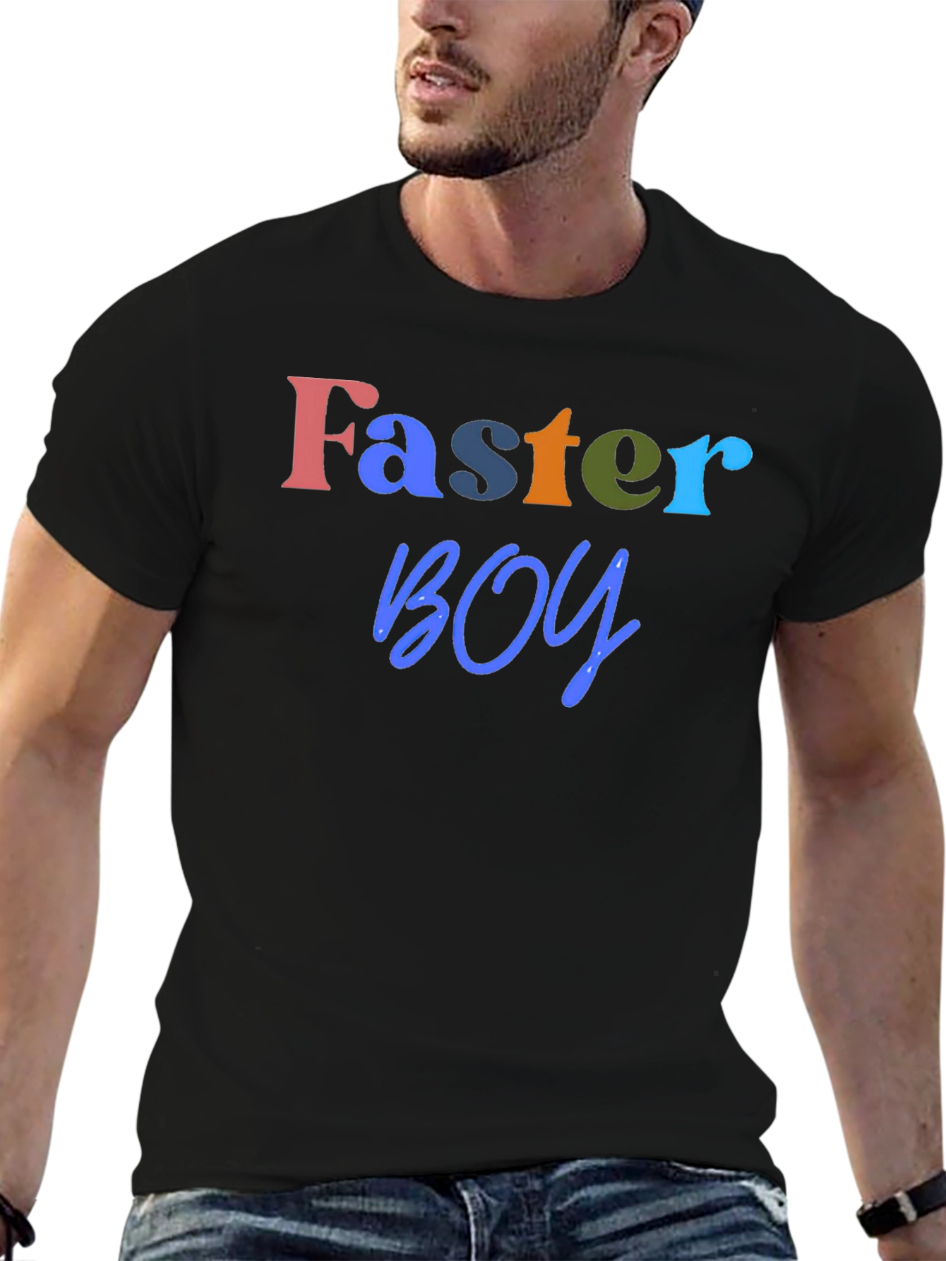 Faster Boy Graphic Tee - Soft Black T-Shirt