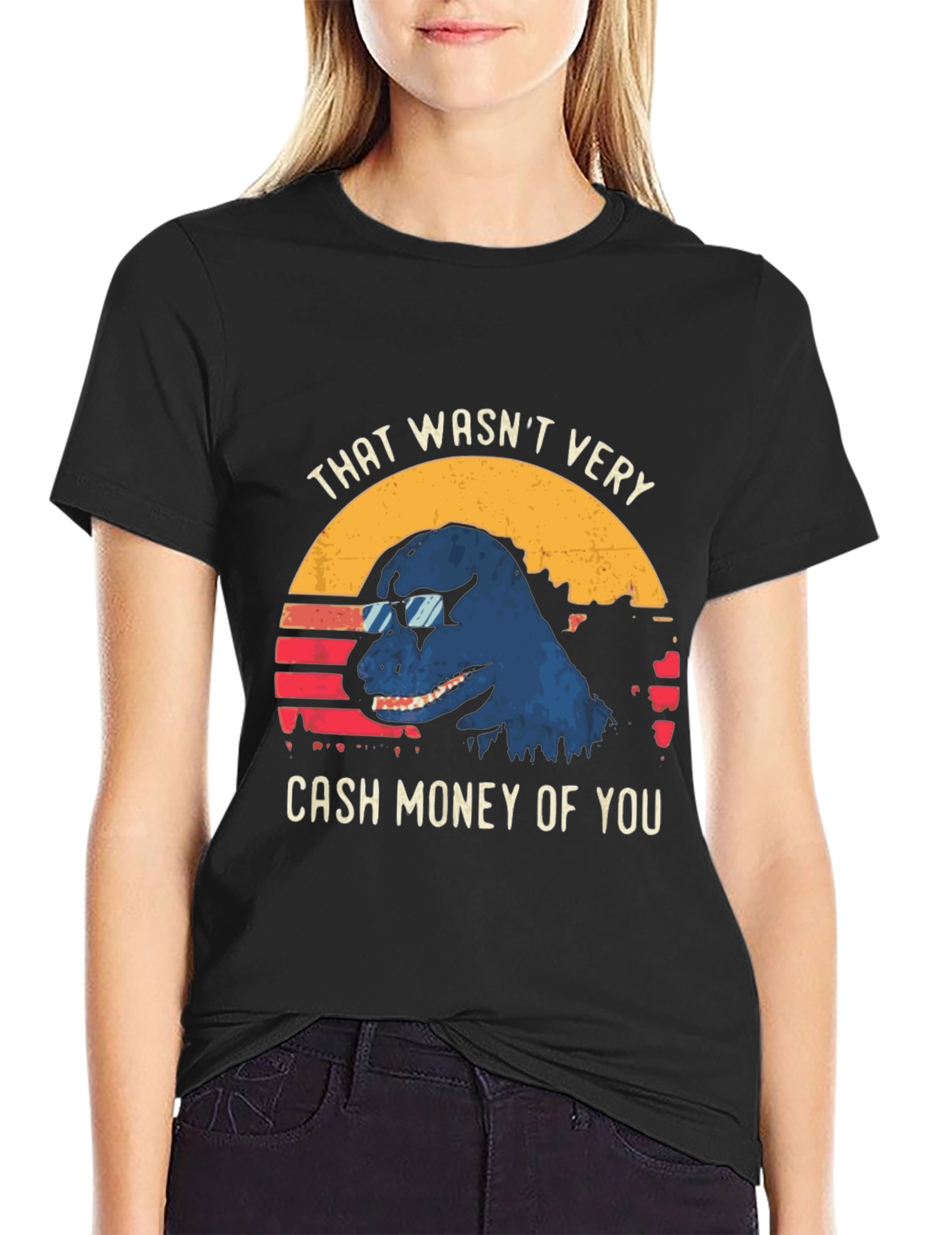 Cash Money Dinosaur Graphic Tee - Cool Dino T-Shirt