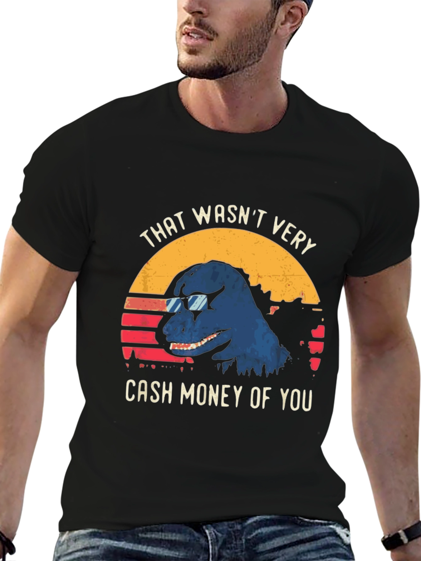 Cash Money Dinosaur Graphic Tee - Cool Dino T-Shirt