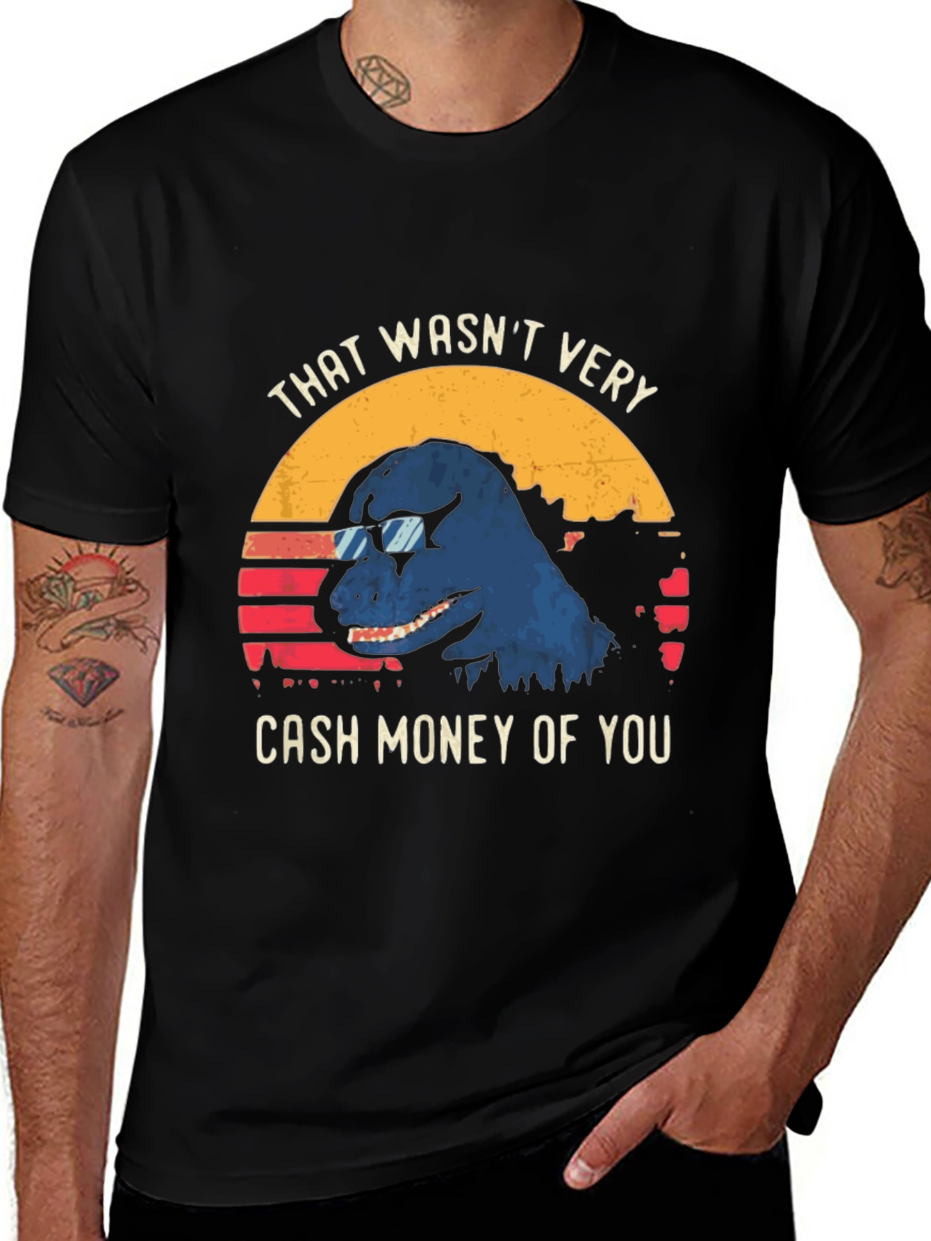 Cash Money Dinosaur Graphic Tee - Cool Dino T-Shirt