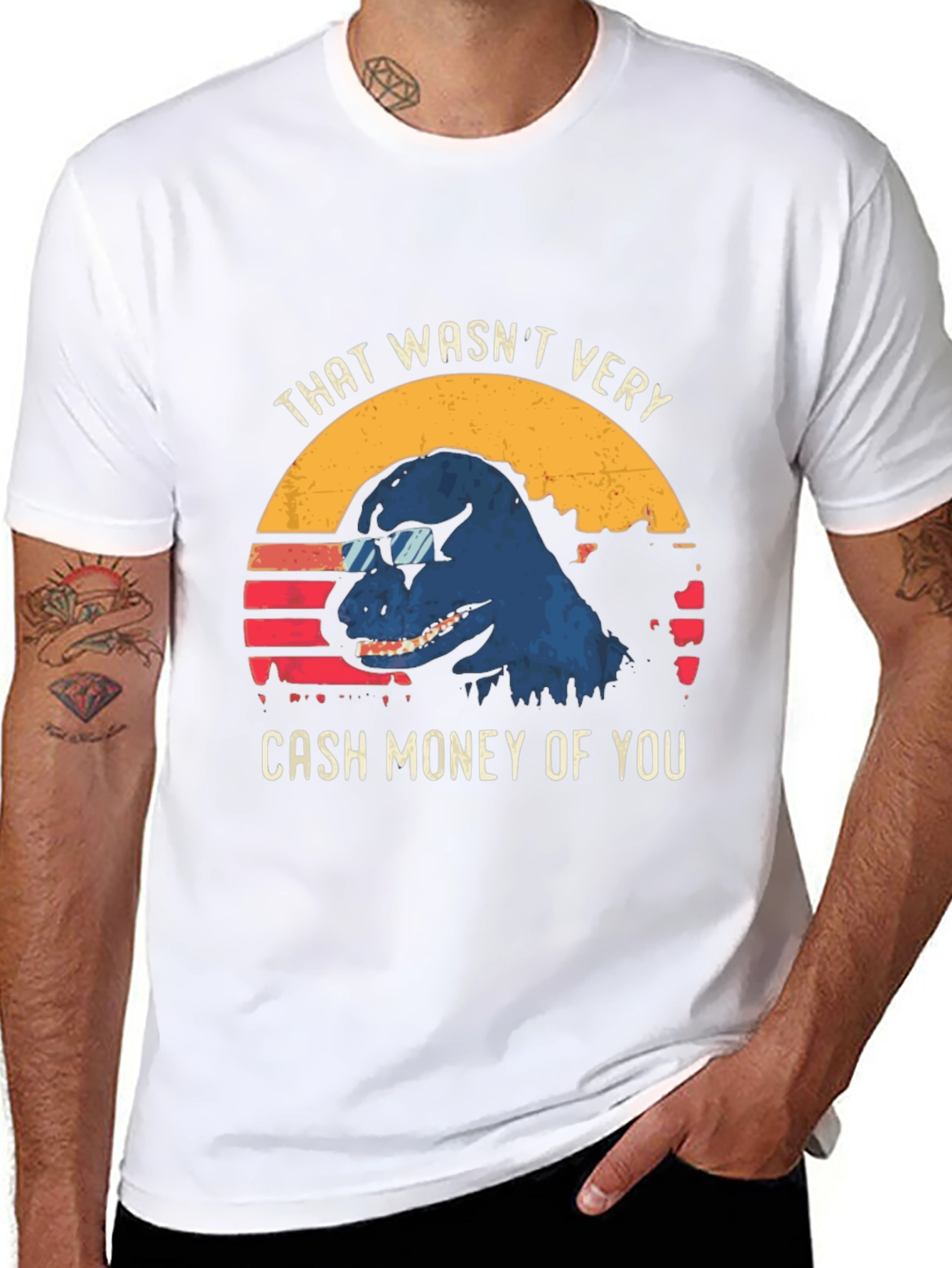 Cash Money Dinosaur Graphic Tee - Cool Dino T-Shirt
