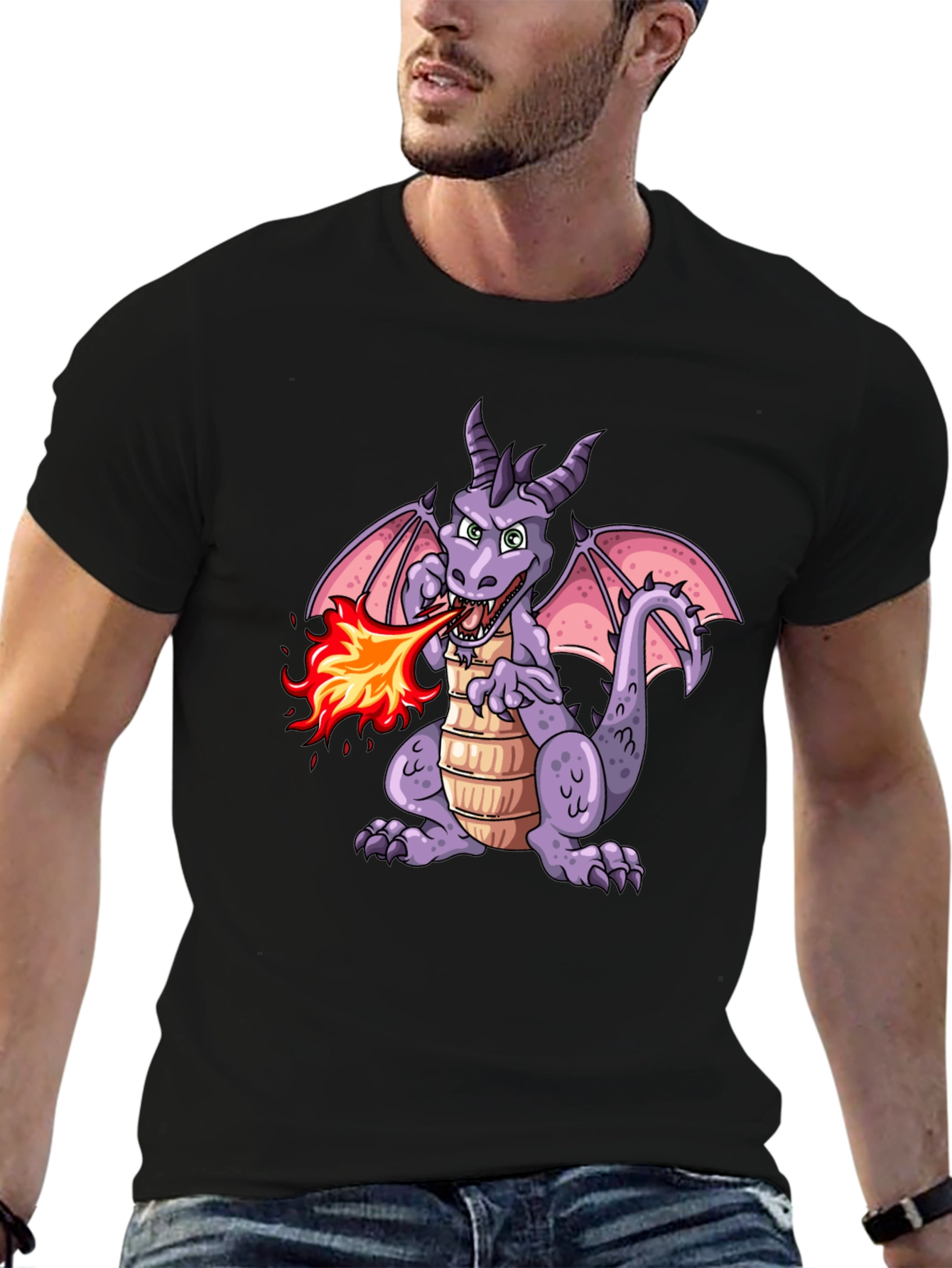 Fire Breathing Dragon Graphic T-Shirt