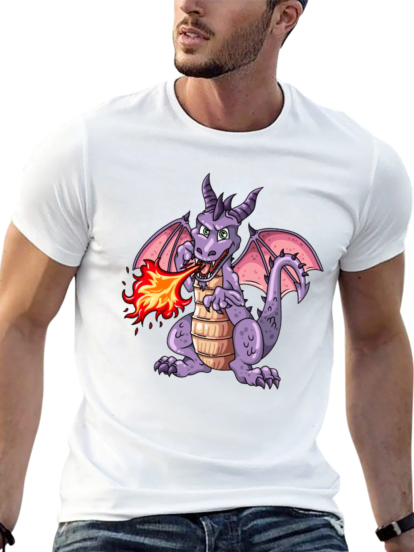 Fire Breathing Dragon Graphic T-Shirt