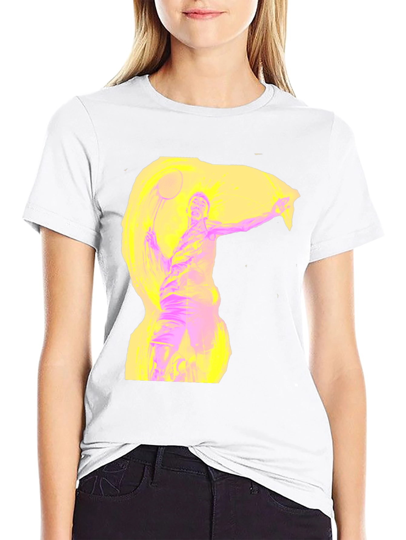 Abstract Badminton Player Graphic Tee