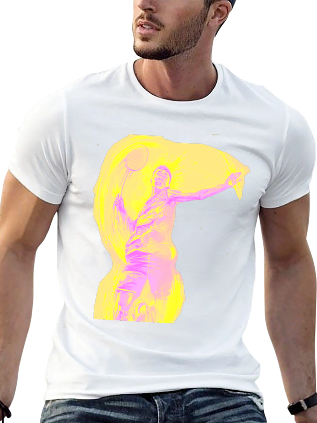 Abstract Badminton Player Graphic Tee