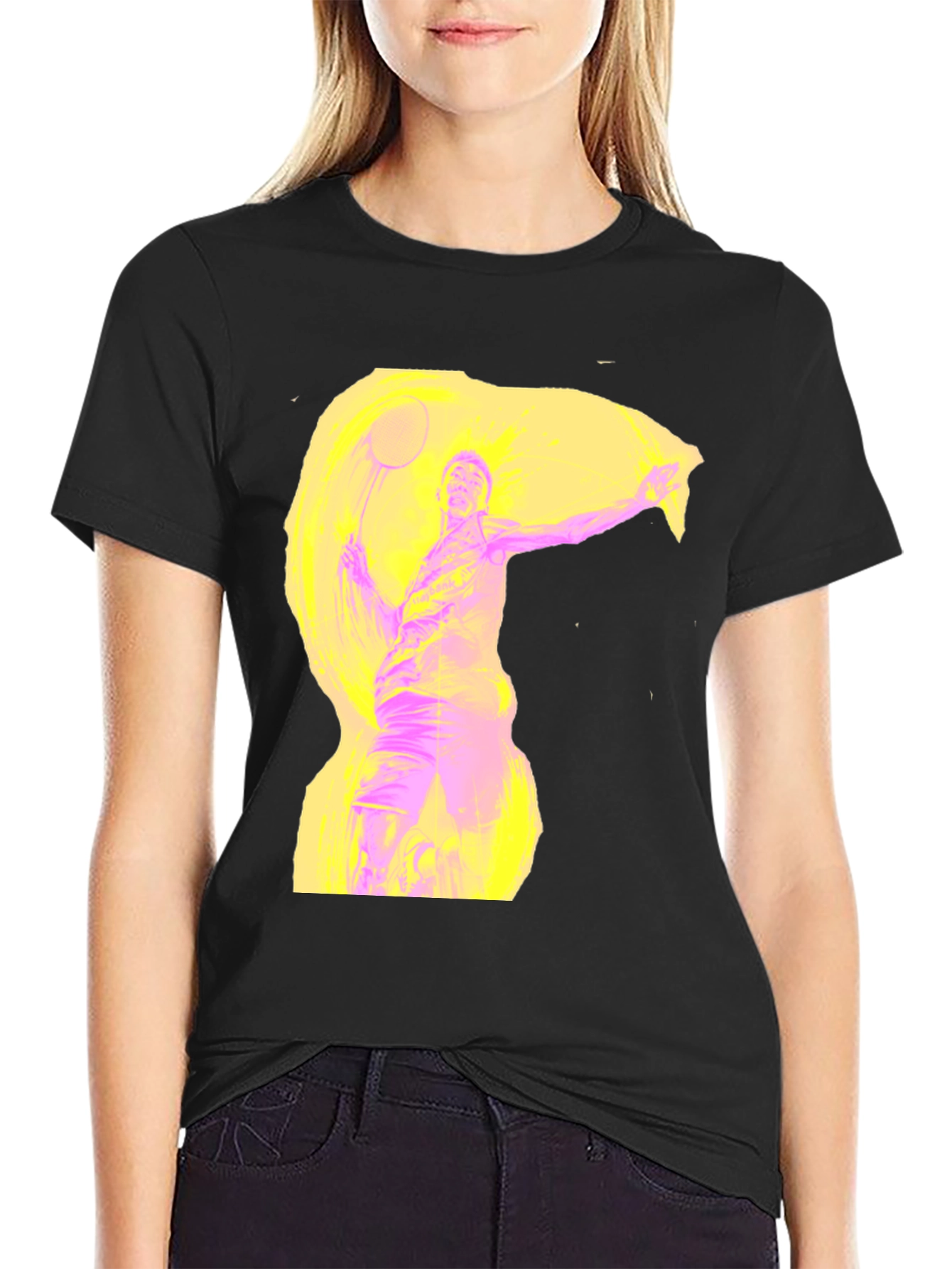 Abstract Badminton Player Graphic Tee