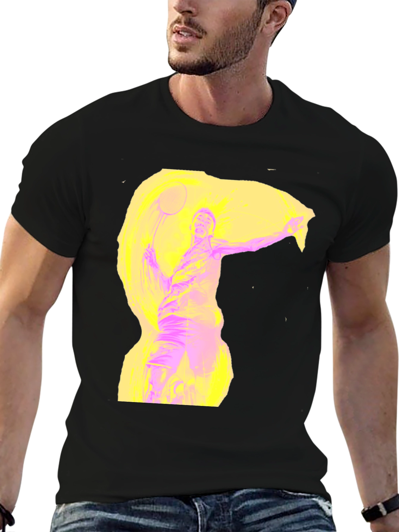 Abstract Badminton Player Graphic Tee