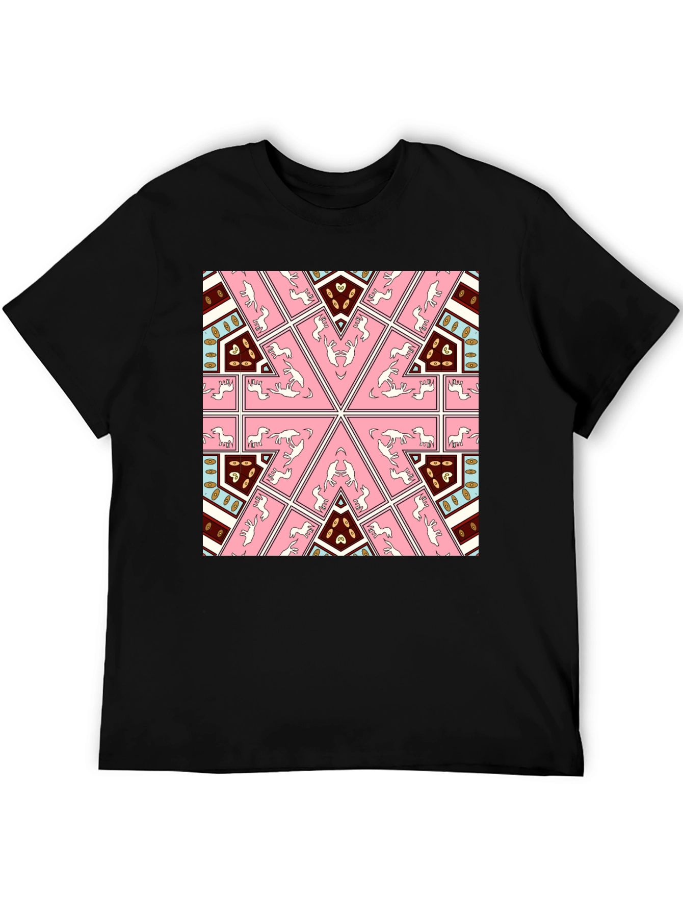 Kaleidoscope Horse Print Black T-Shirt