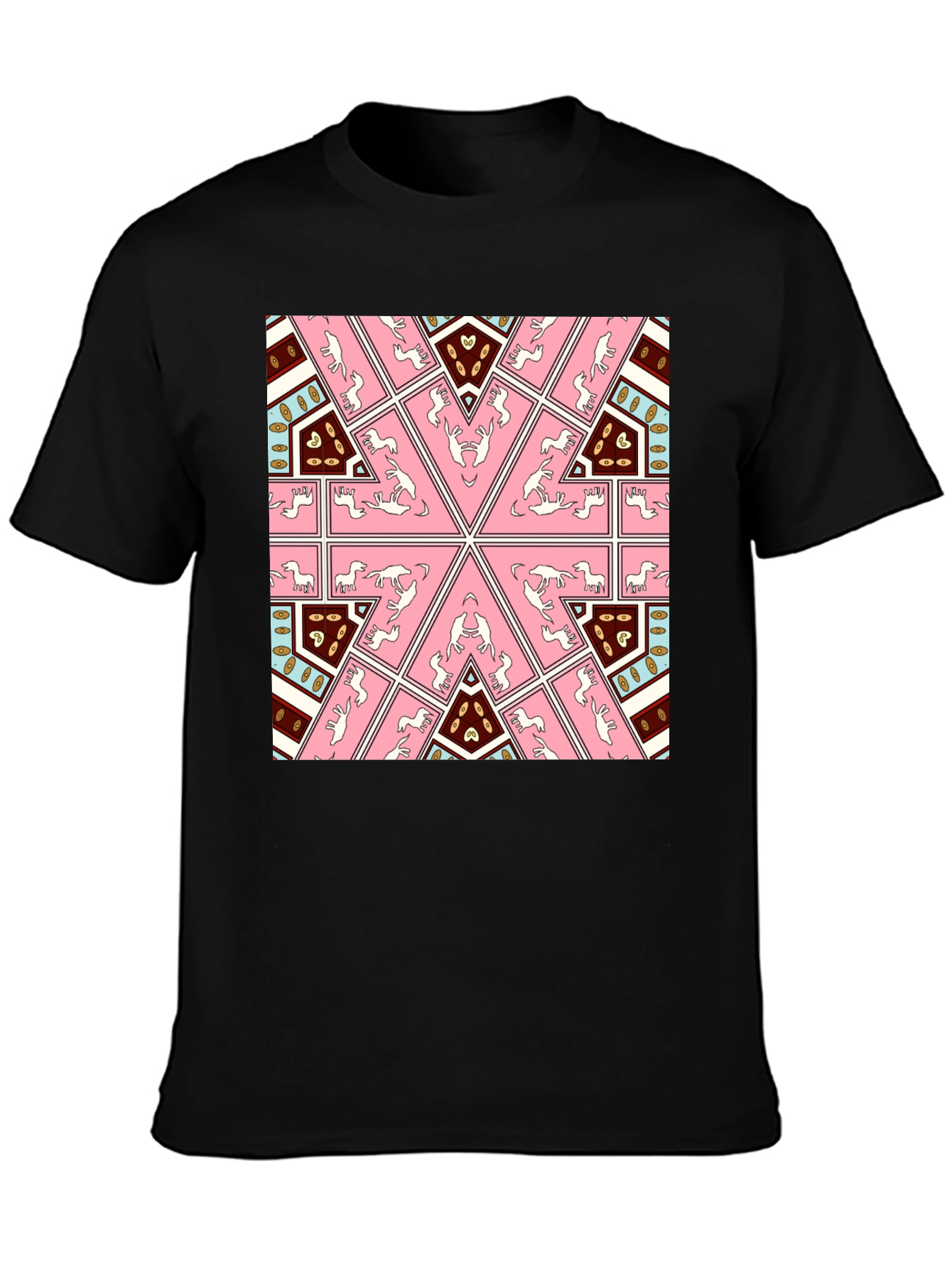 Kaleidoscope Horse Print Black T-Shirt