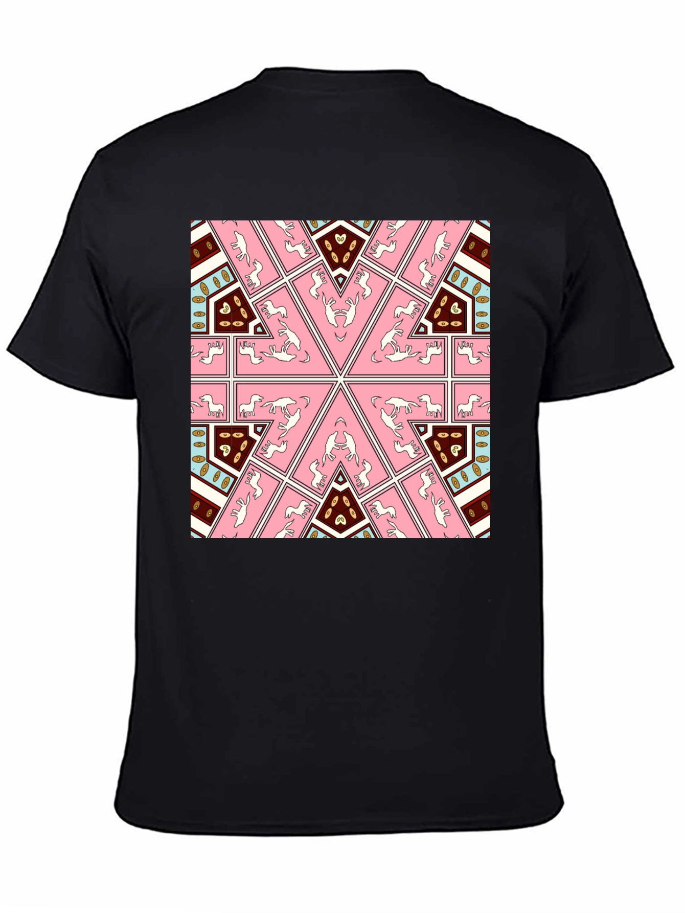 Kaleidoscope Horse Print Black T-Shirt