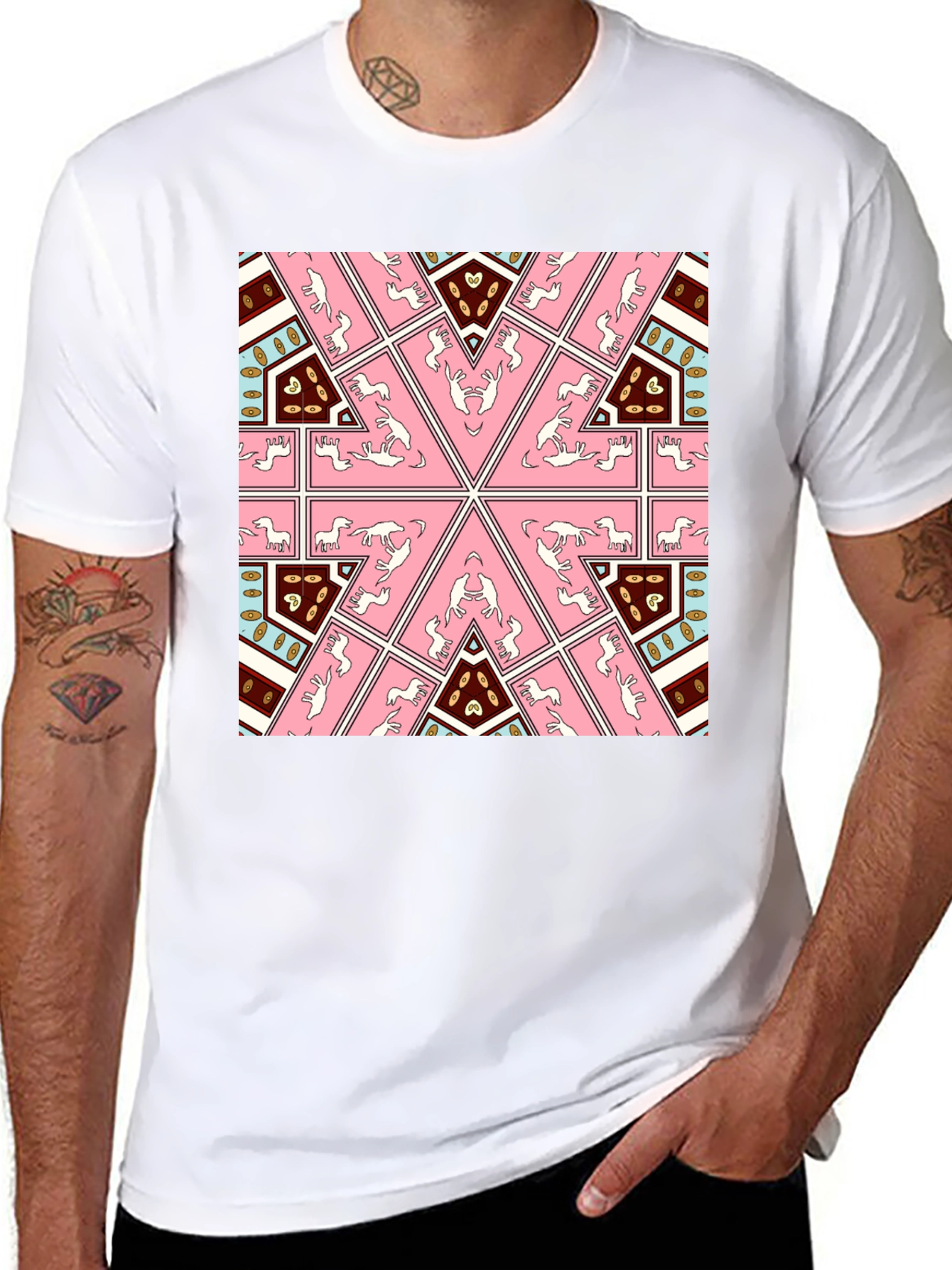 Kaleidoscope Horse Print Black T-Shirt
