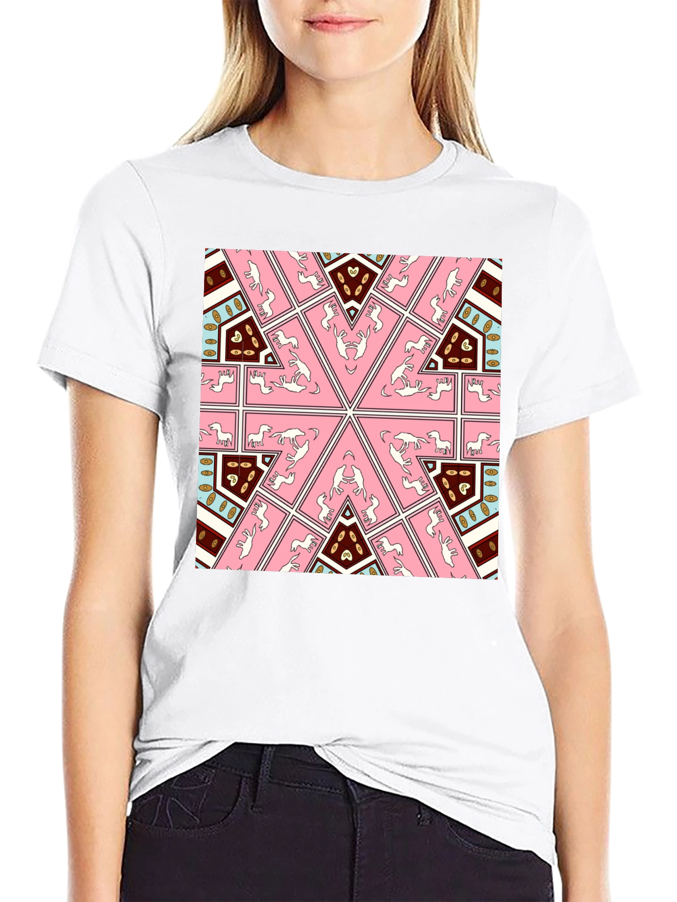 Kaleidoscope Horse Print Black T-Shirt