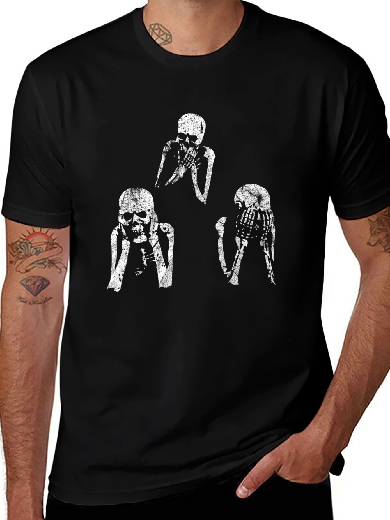 Skeleton Graphic Tee - Hear See Speak No Evil