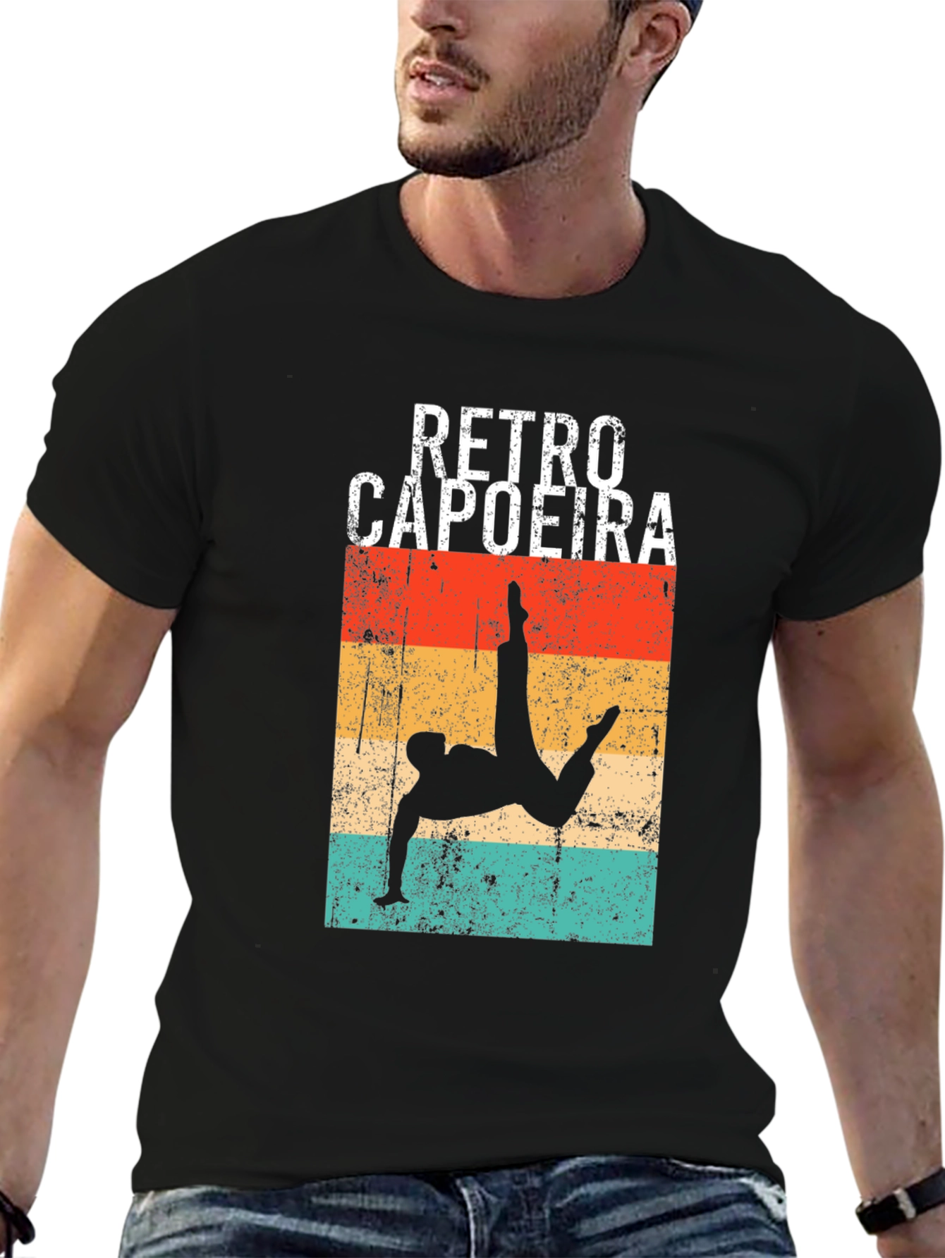Retro Capoeira Graphic Tee - Black
