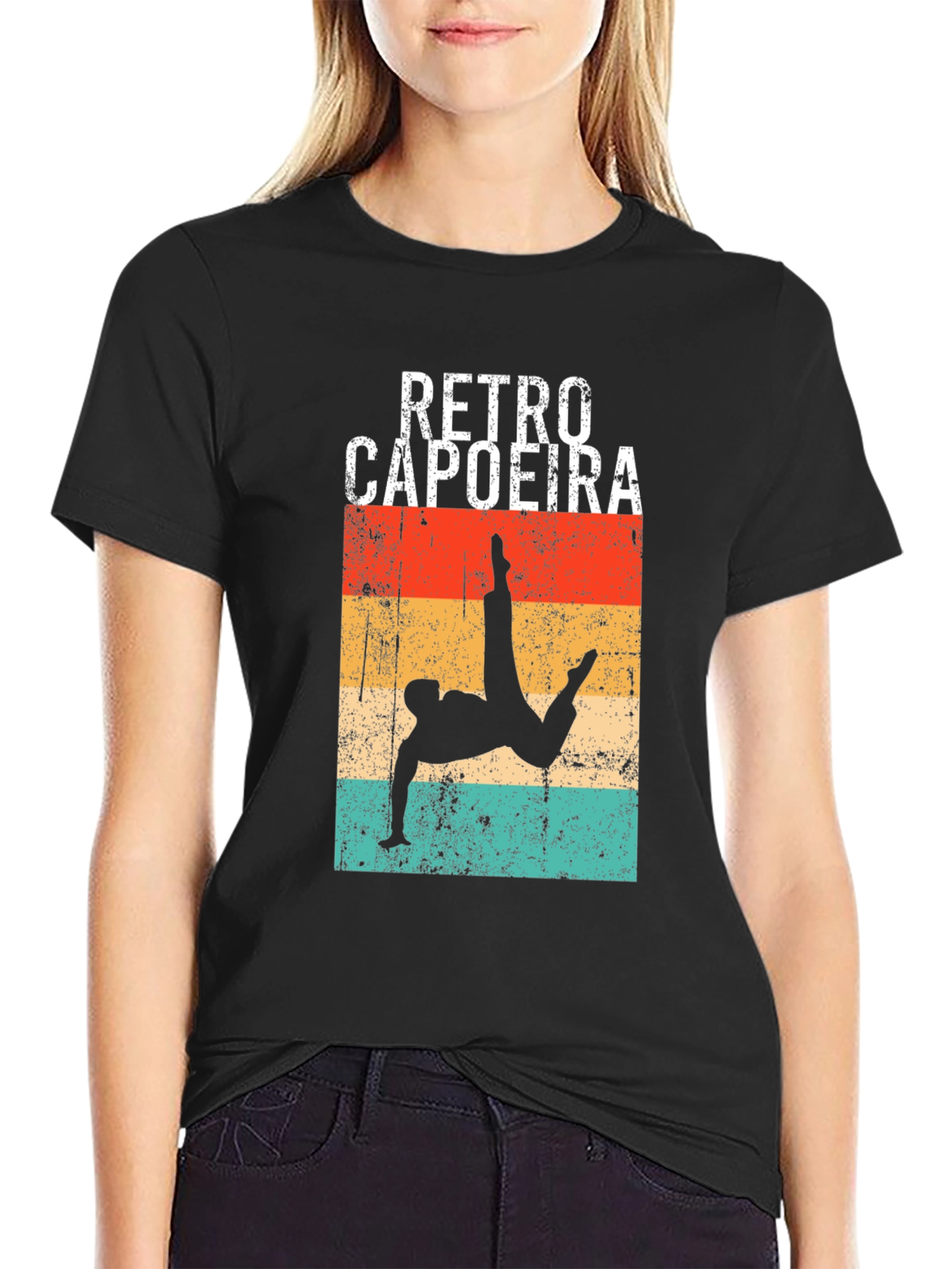 Retro Capoeira Graphic Tee - Black