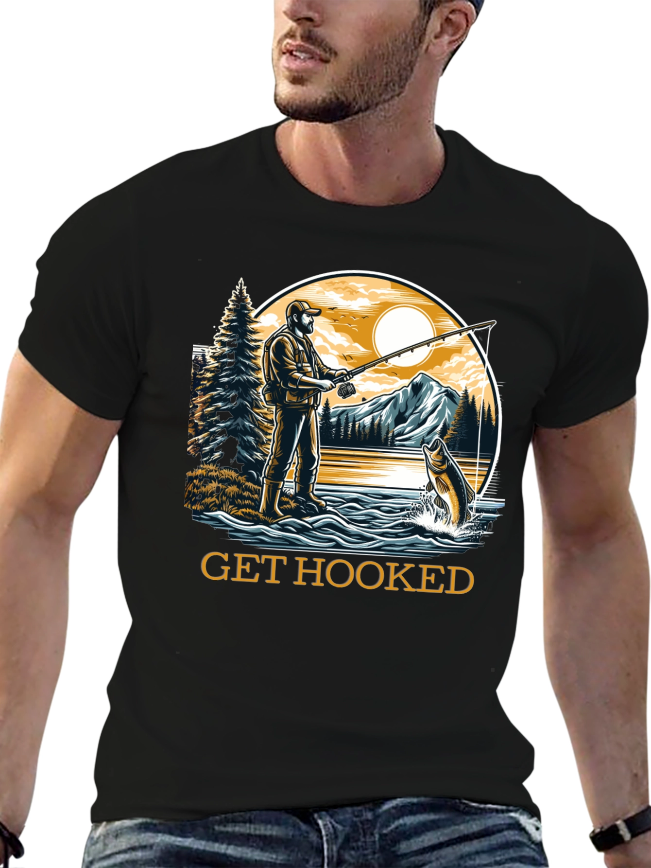 Get Hooked Fishing Graphic Tee