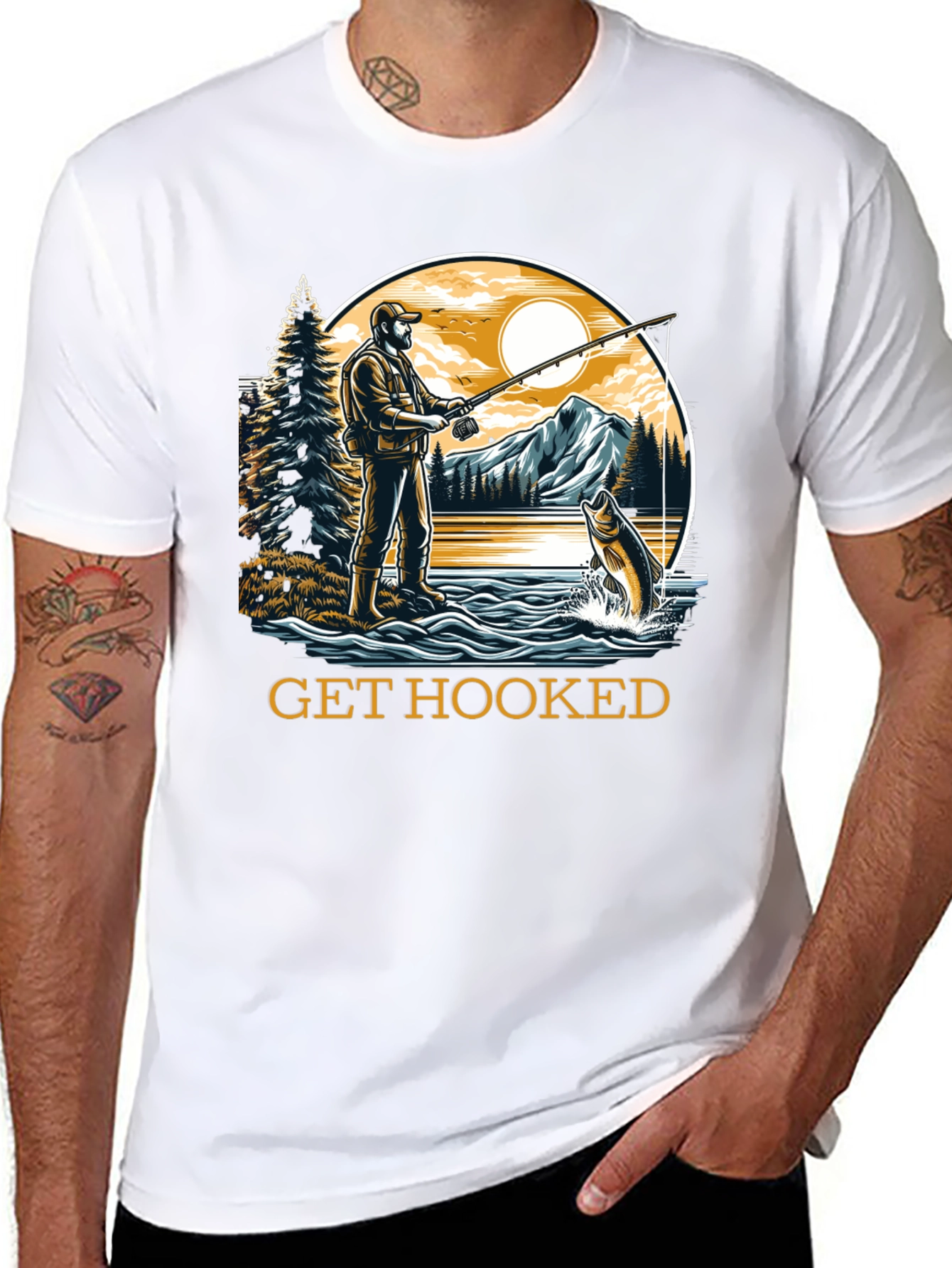 Get Hooked Fishing Graphic Tee