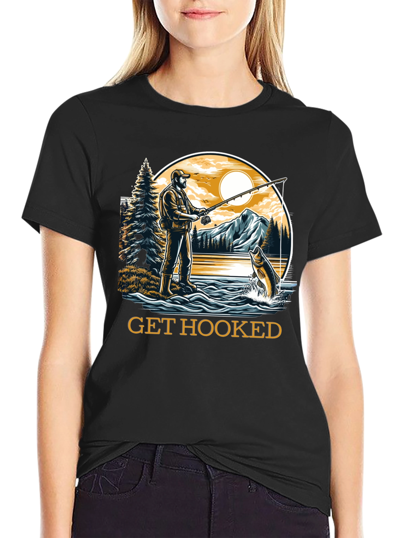 Get Hooked Fishing Graphic Tee