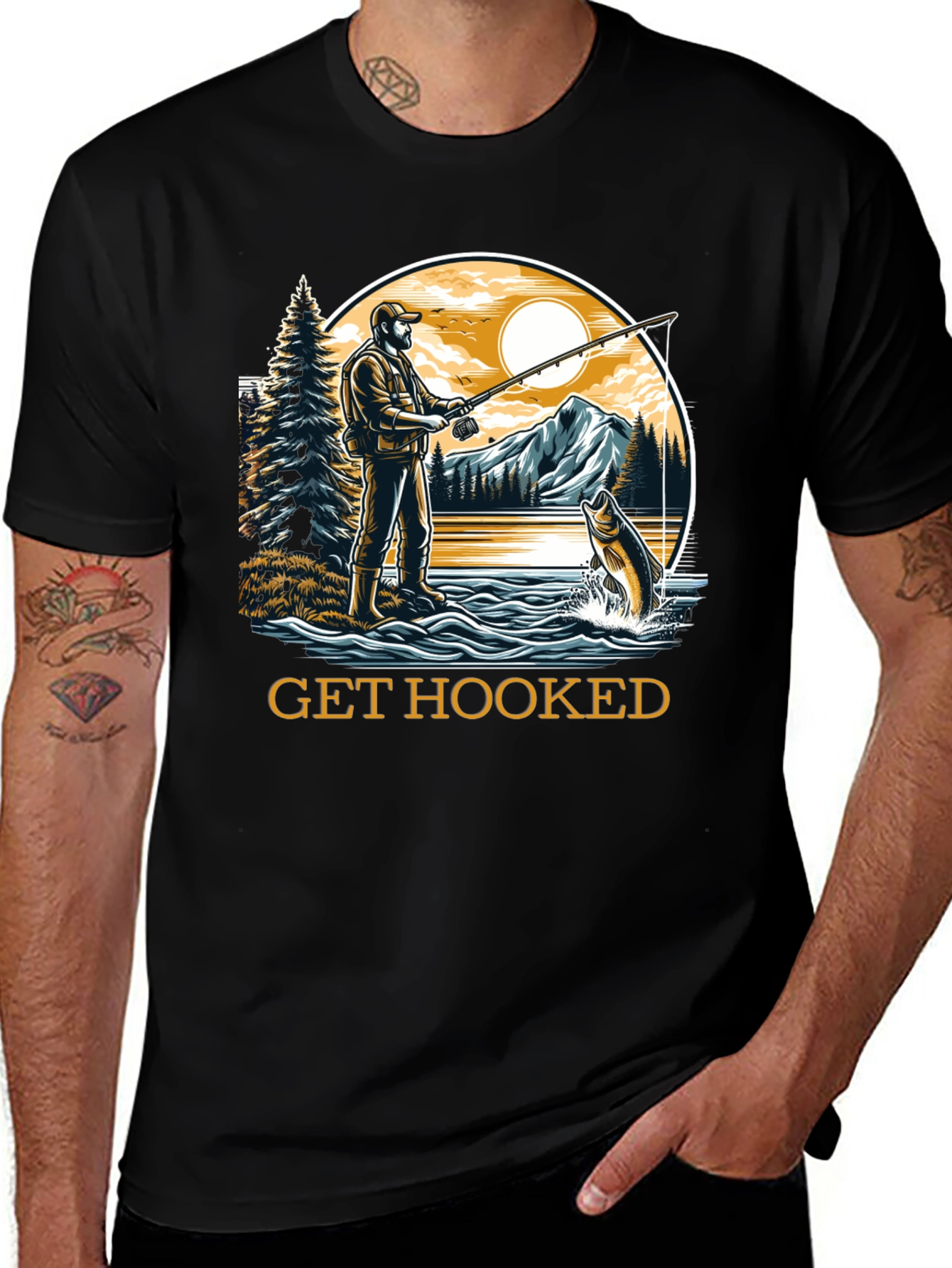 Get Hooked Fishing Graphic Tee