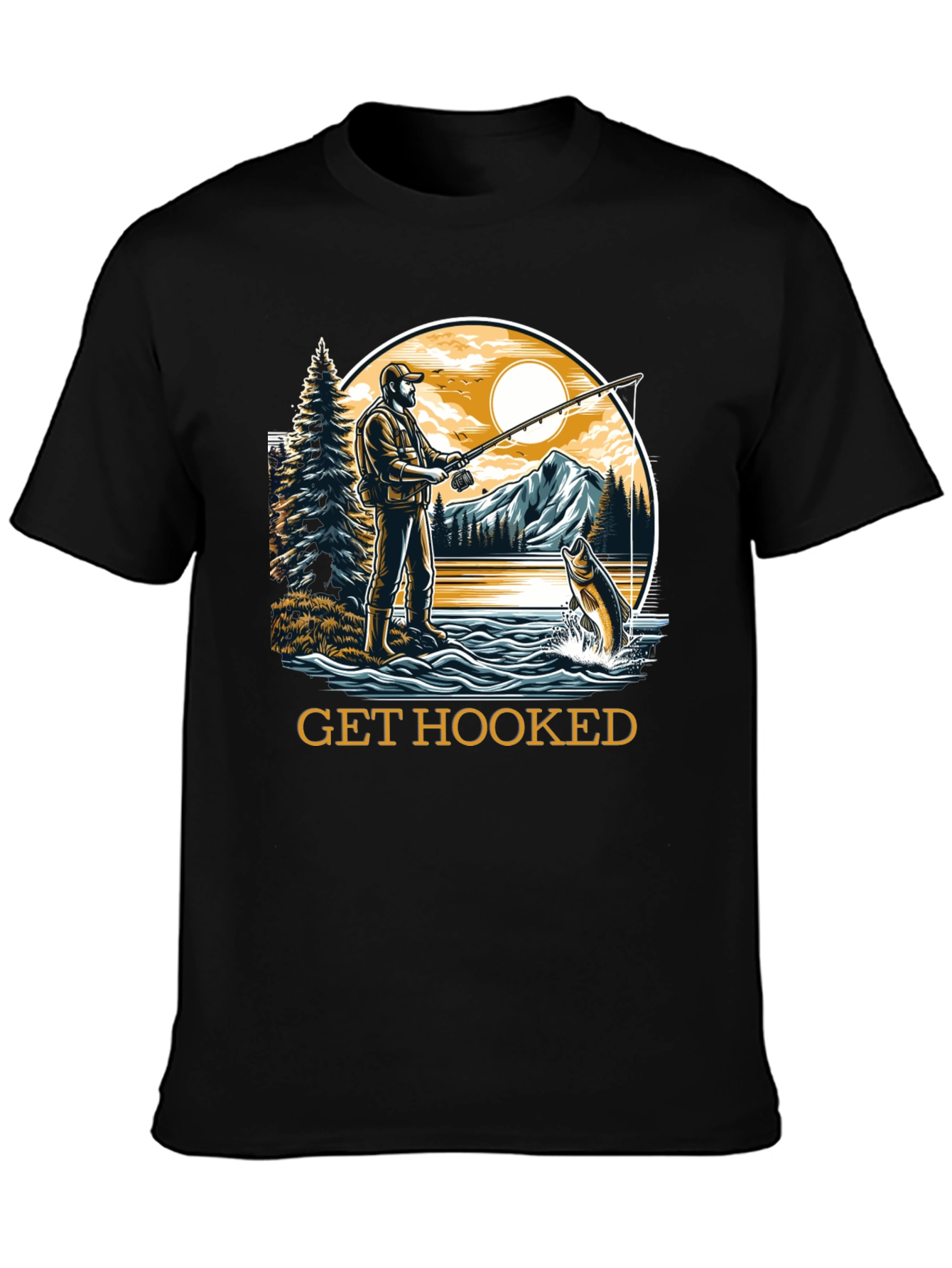 Get Hooked Fishing Graphic Tee