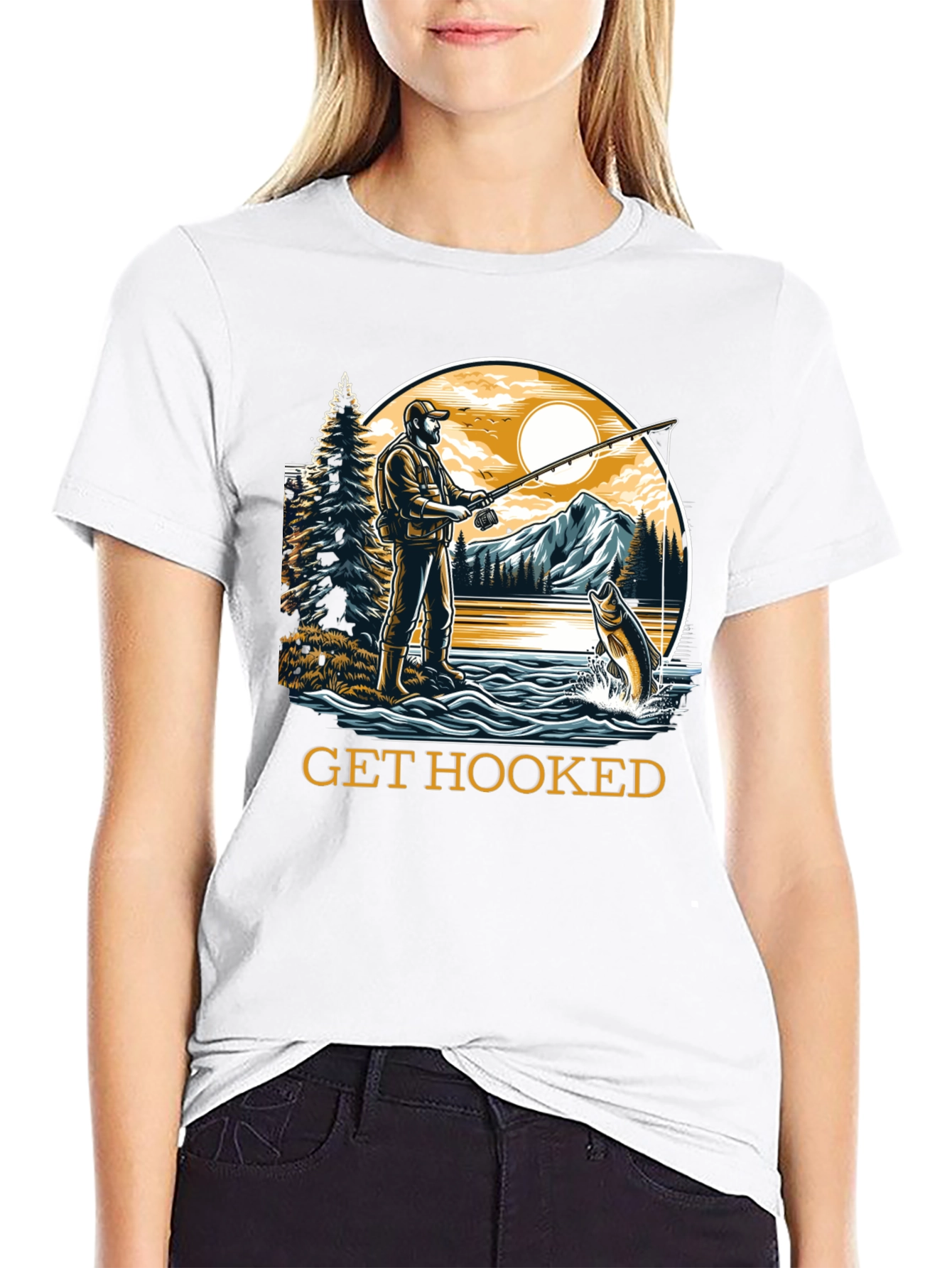 Get Hooked Fishing Graphic Tee