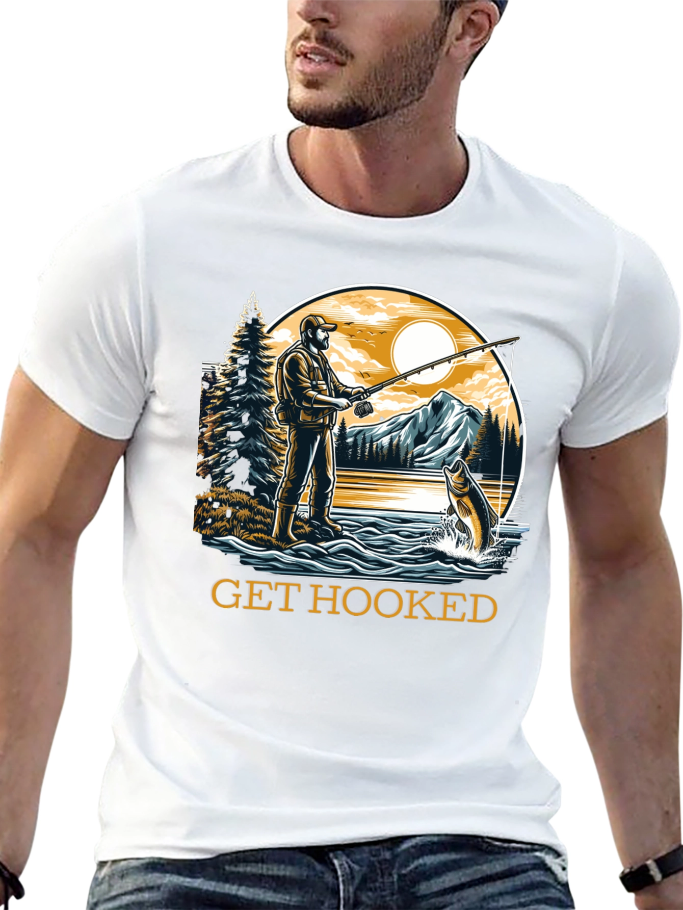 Get Hooked Fishing Graphic Tee