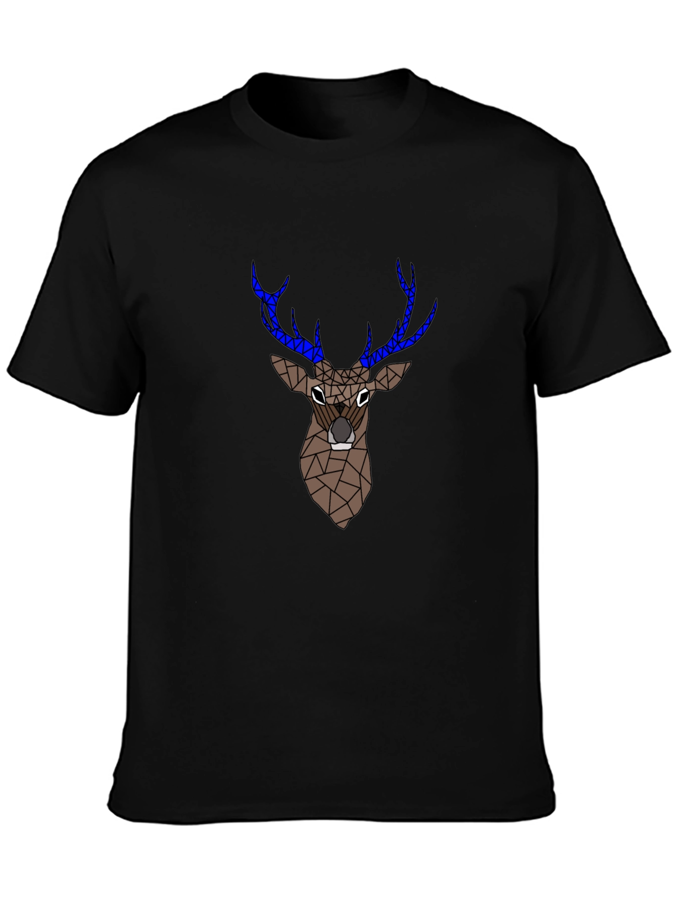 Geometric Deer Graphic Tee - Black