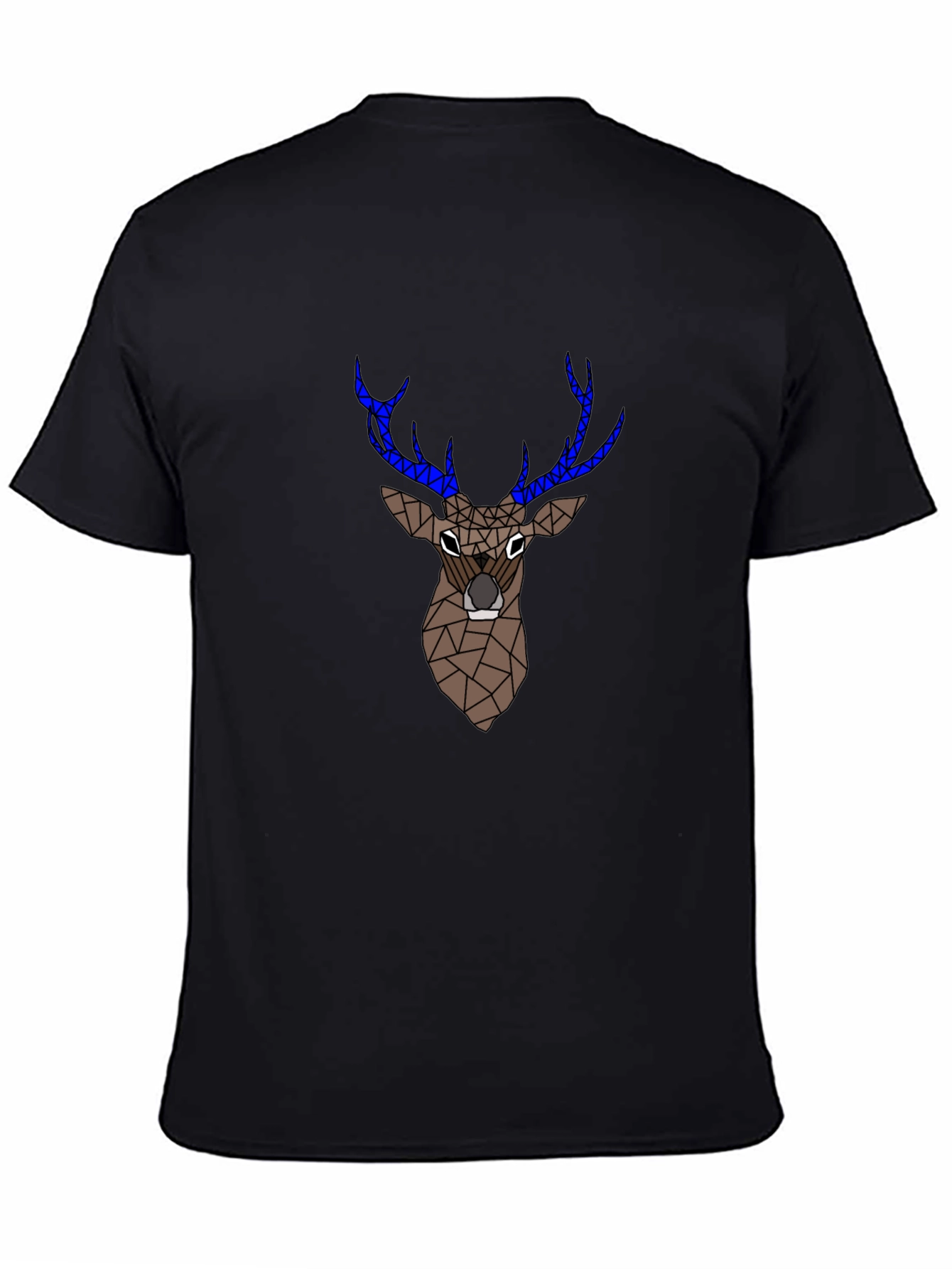 Geometric Deer Graphic Tee - Black