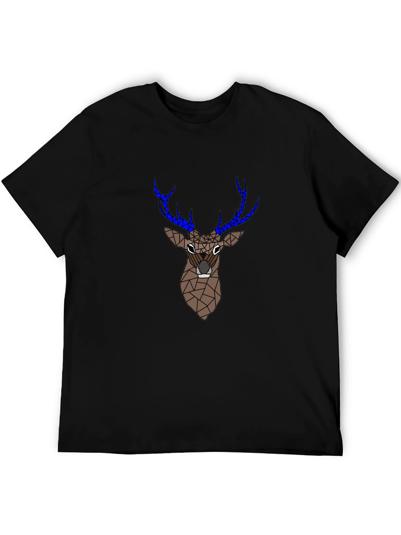 Geometric Deer Graphic Tee - Black