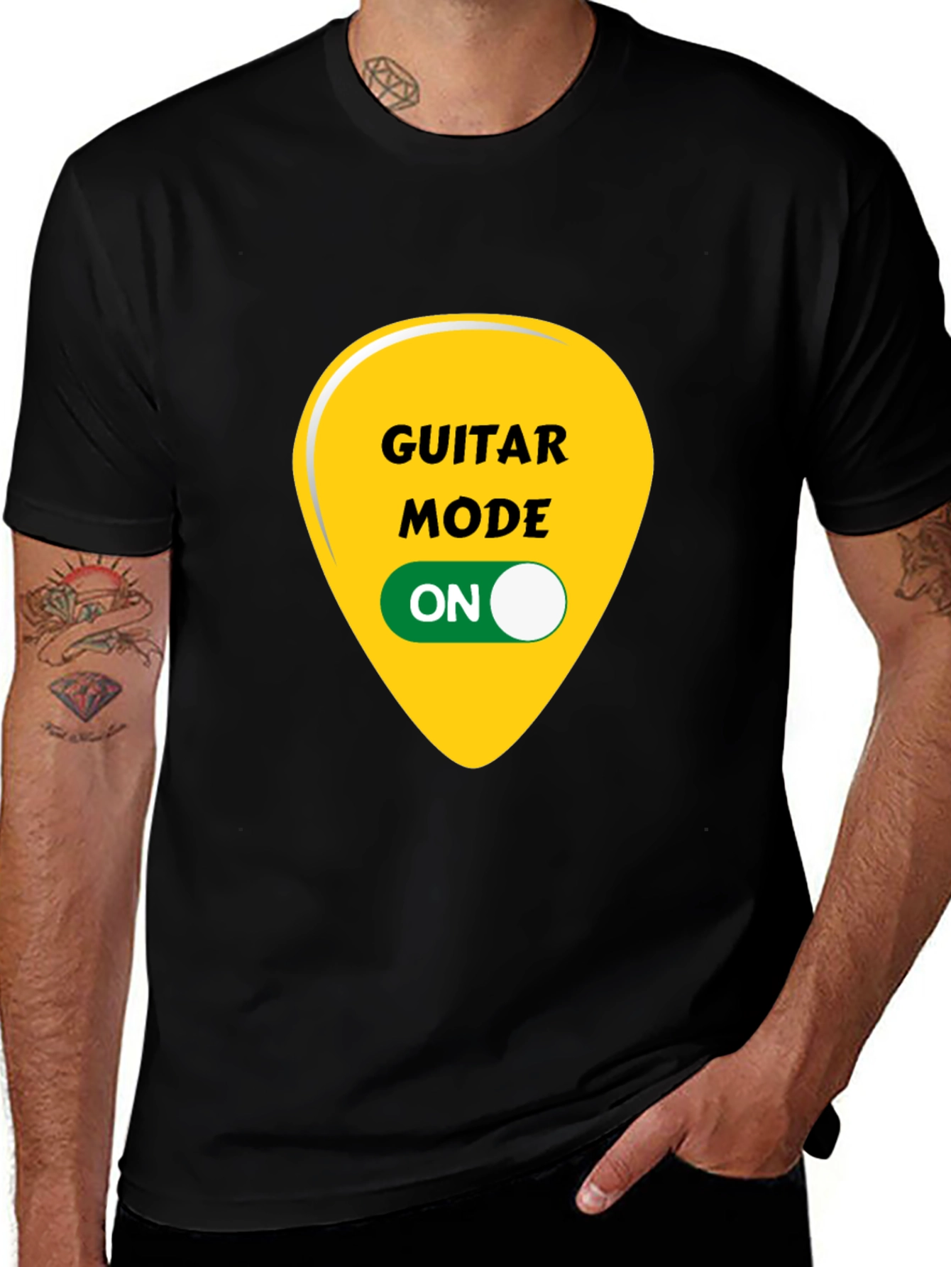 Guitar Mode On Black Graphic T-Shirt