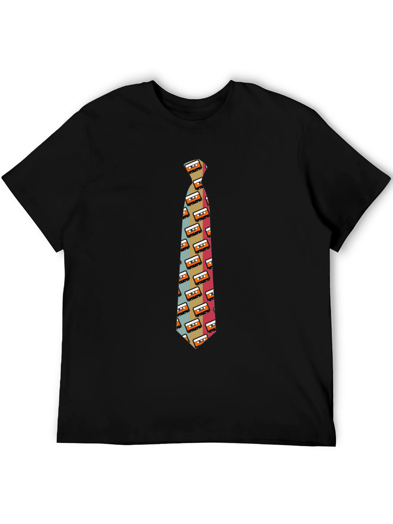 Retro Cassette Tape Tie Graphic Mens T-Shirt