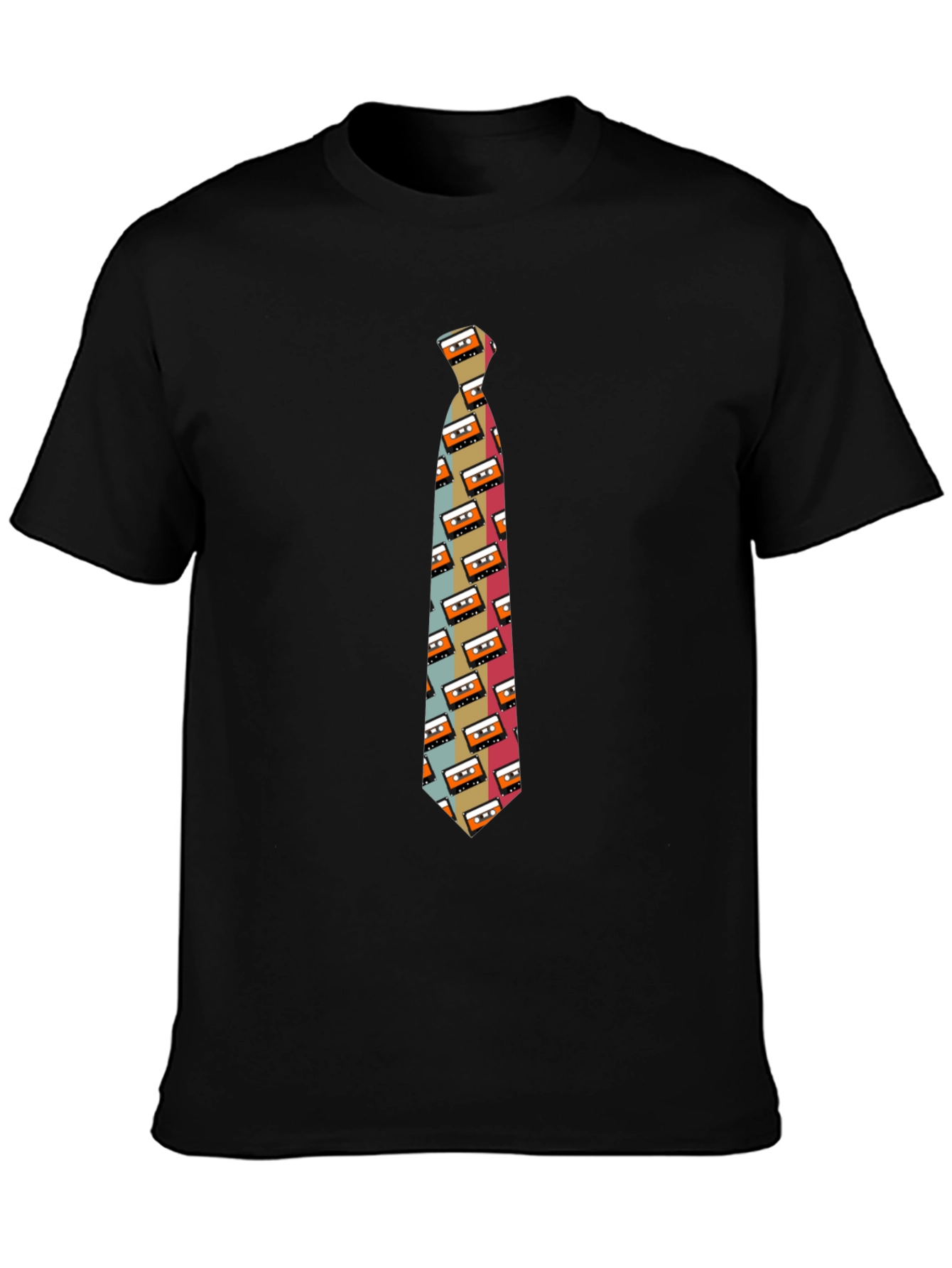 Retro Cassette Tape Tie Graphic Mens T-Shirt