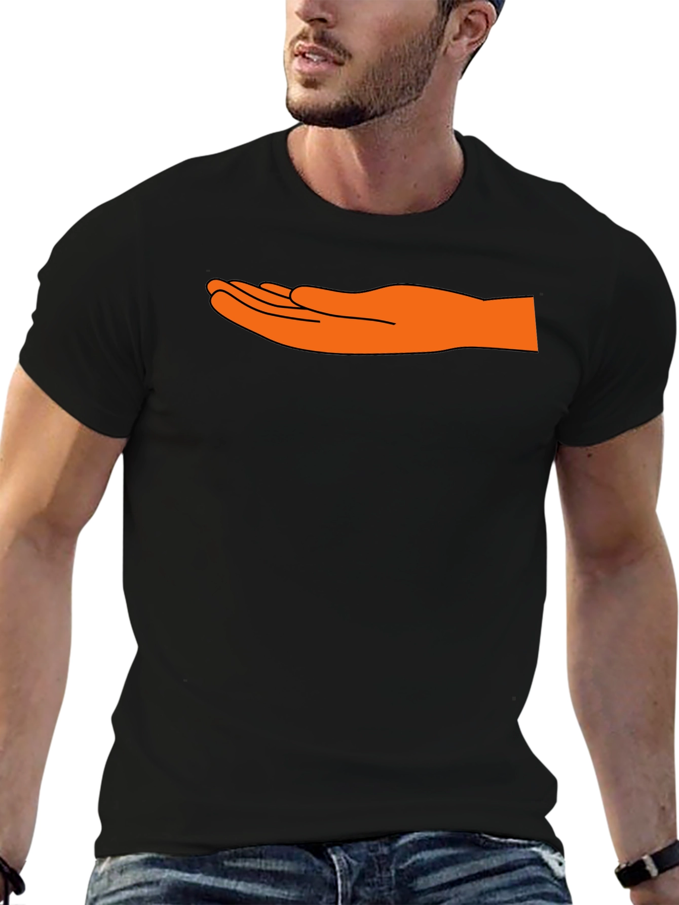 Hand Motif Black T-Shirt - Unique Graphic Tee