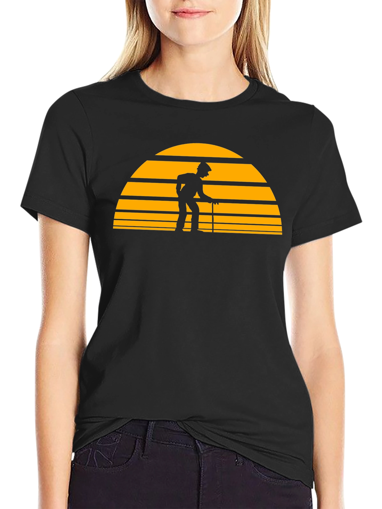 Retro Sunset Grandpa T-Shirt - Black