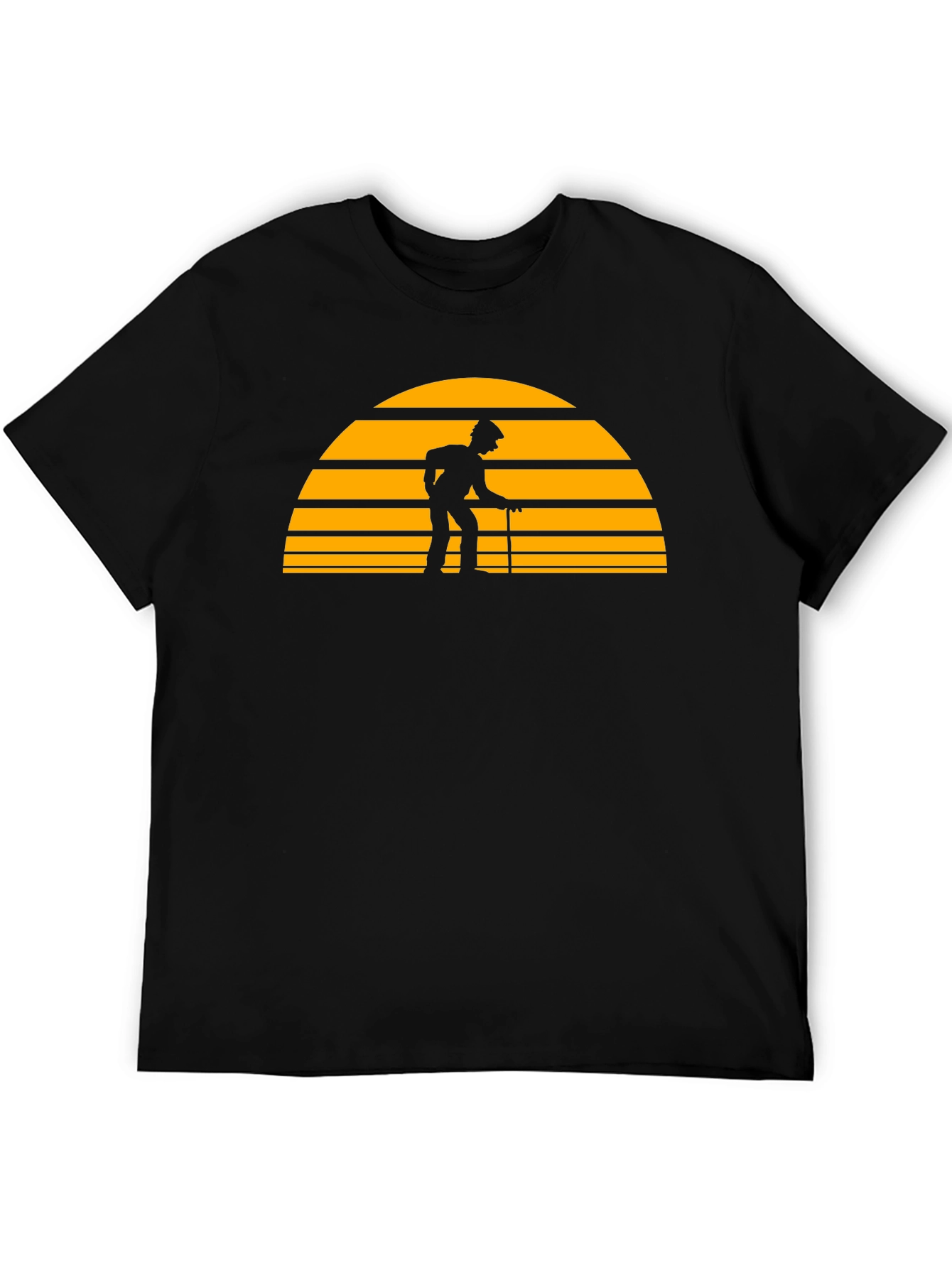 Retro Sunset Grandpa T-Shirt - Black