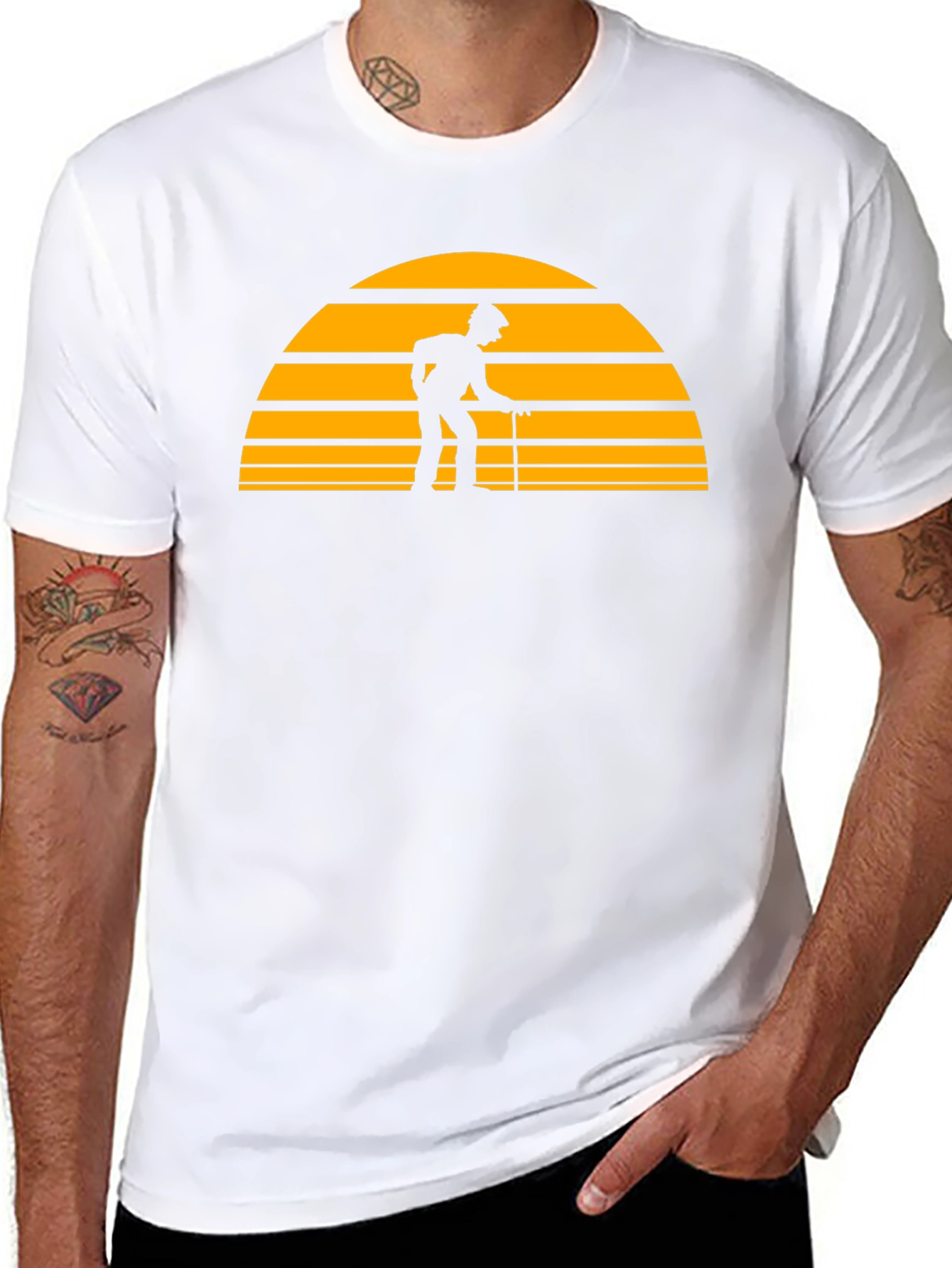 Retro Sunset Grandpa T-Shirt - Black