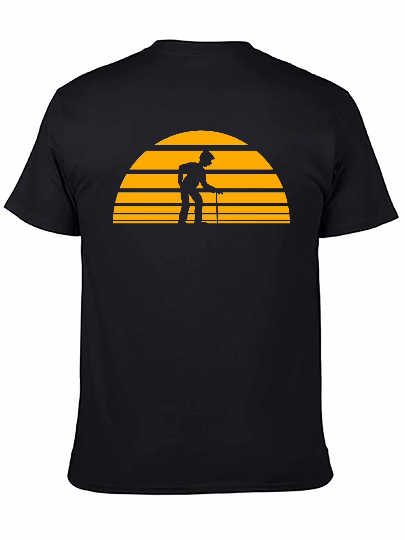 Retro Sunset Grandpa T-Shirt - Black