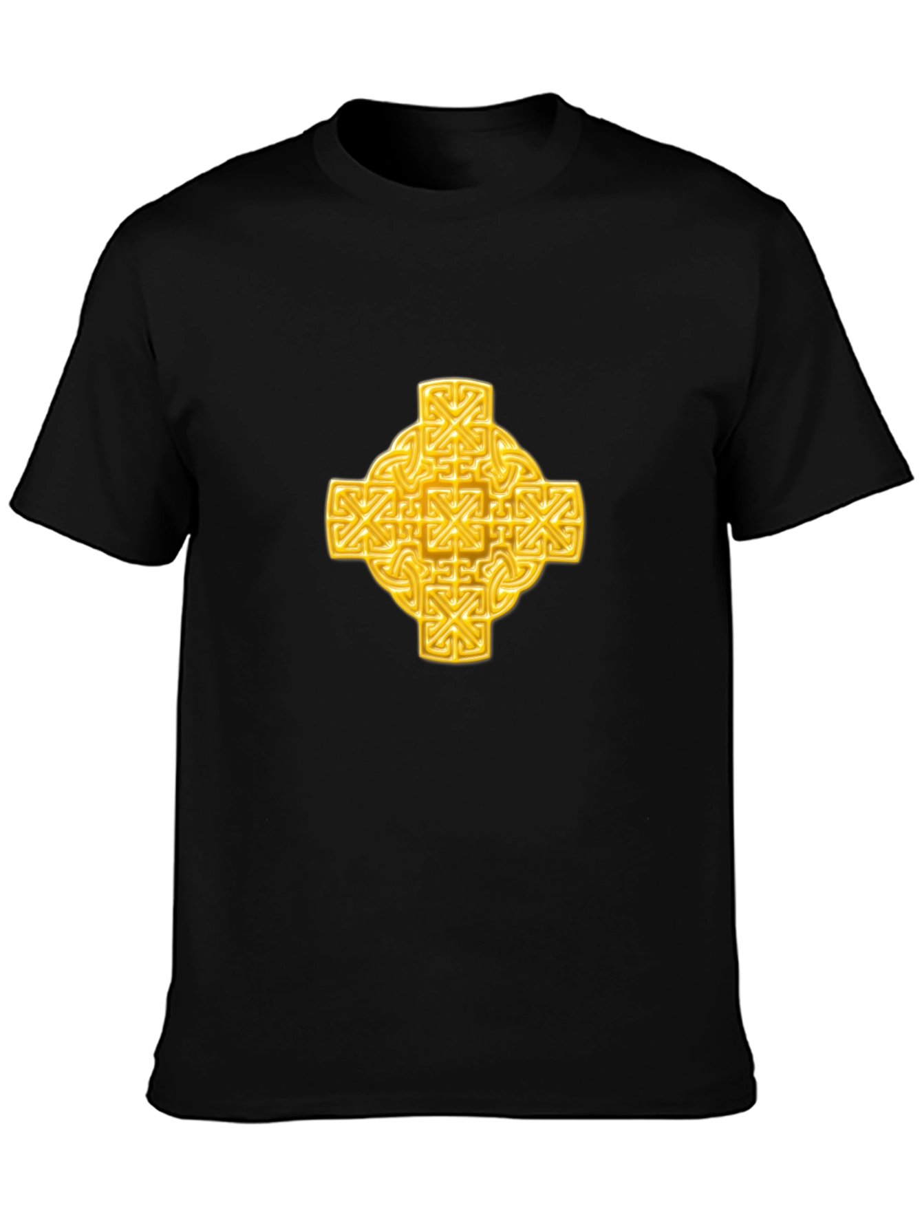 Celtic Knot Cross Graphic Tee - Black Cotton T-Shirt