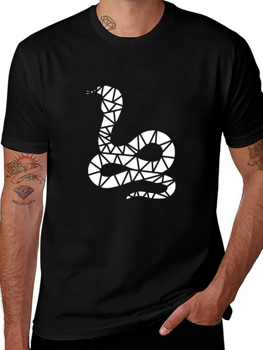 Geometric Snake Graphic Tee - Mens Black T-Shirt