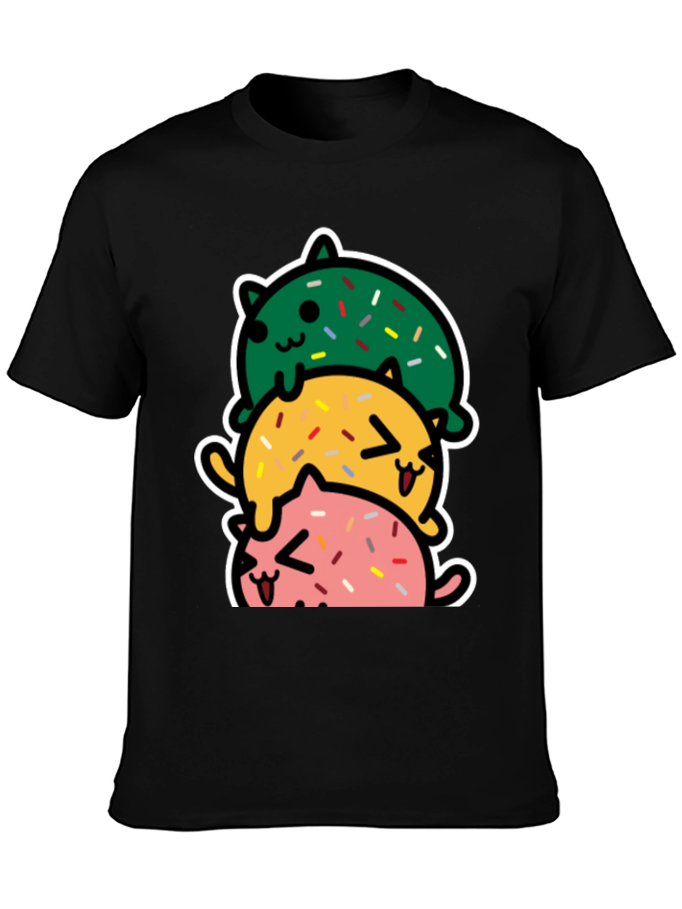 Cute Stacked Cats Donut T-Shirt
