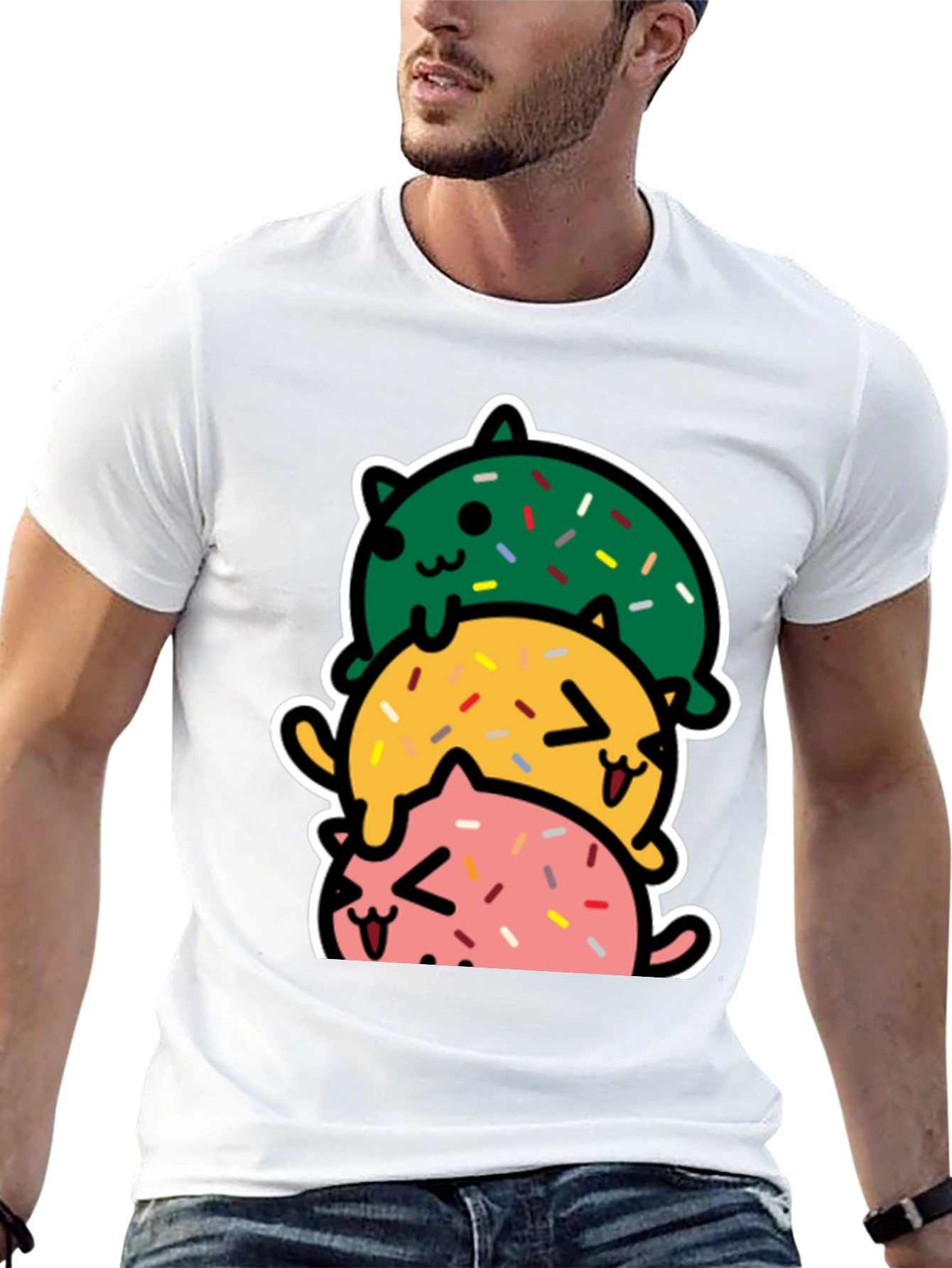 Cute Stacked Cats Donut T-Shirt
