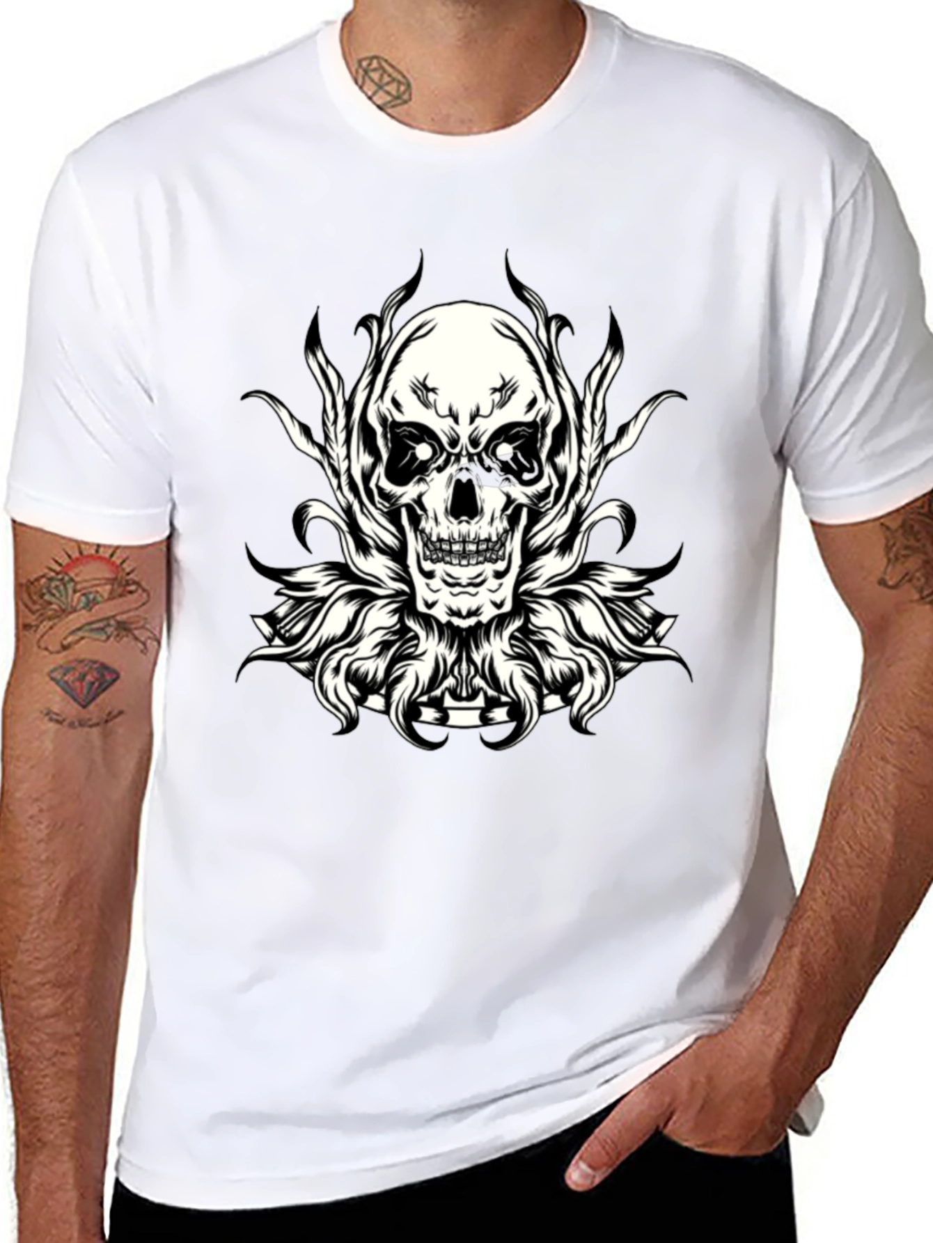 Skull Graphic Print Black T-Shirt