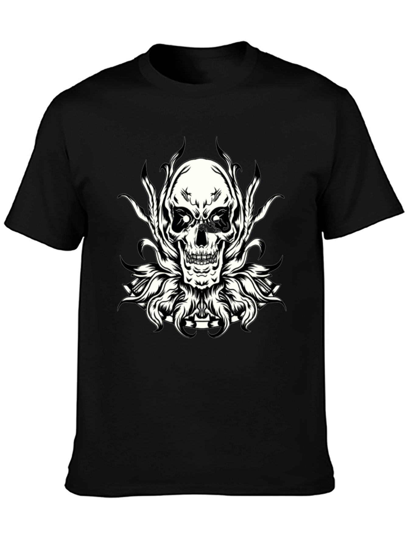 Skull Graphic Print Black T-Shirt