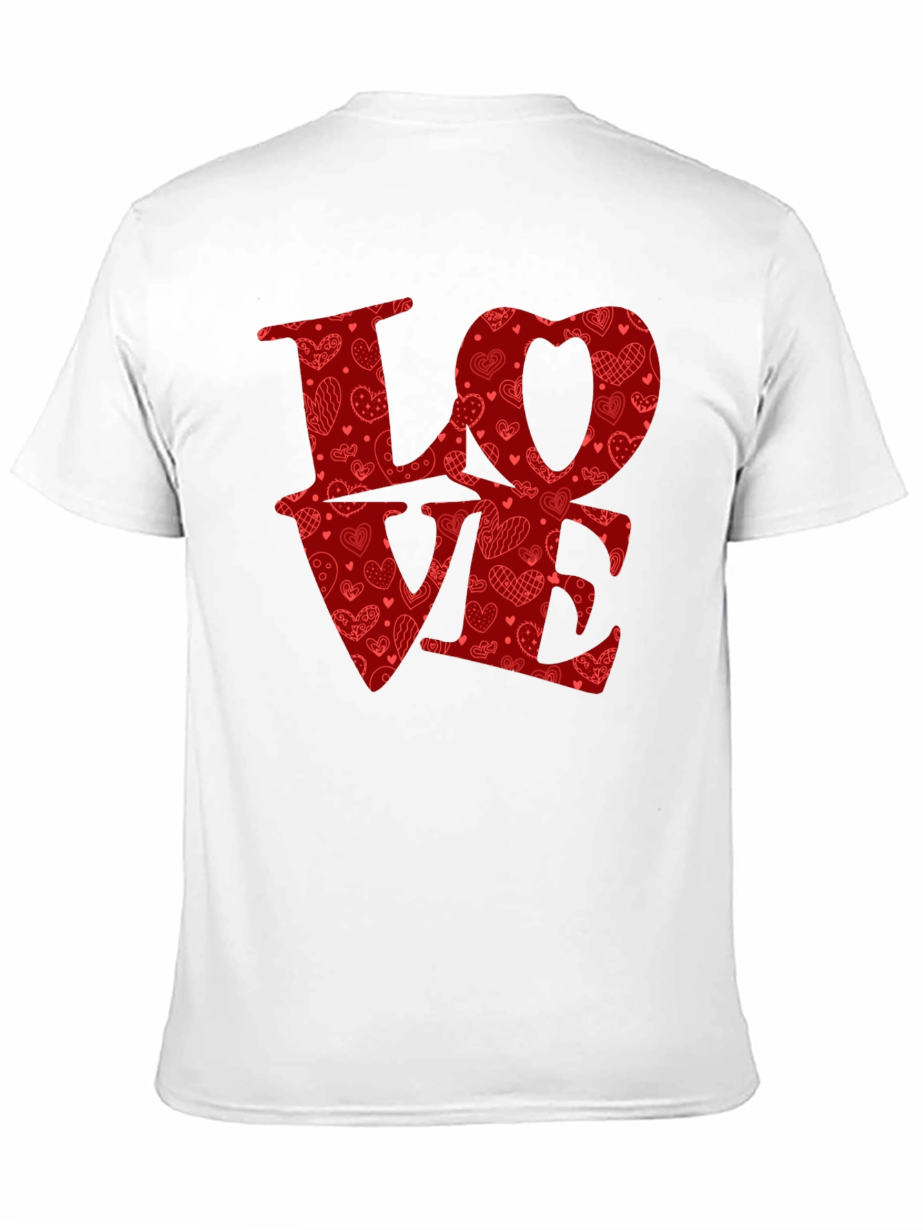 Love Heart Pattern Graphic Tee - Black