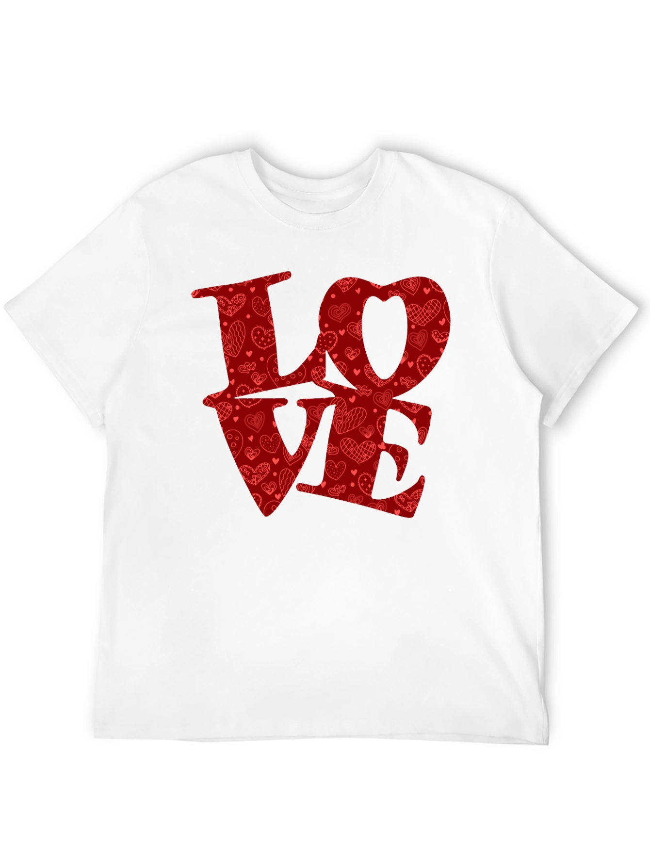 Love Heart Pattern Graphic Tee - Black