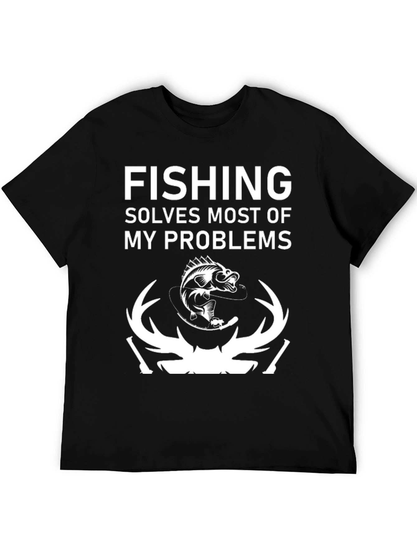 Fishing Solves Problems T-Shirt - Black