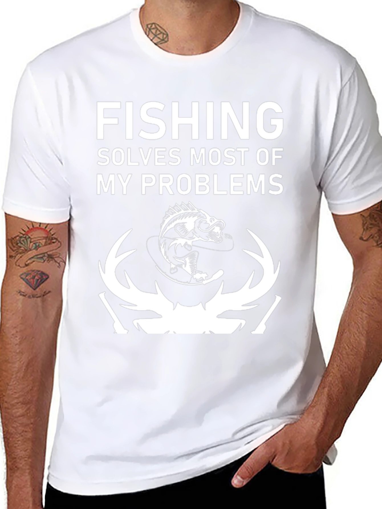 Fishing Solves Problems T-Shirt - Black